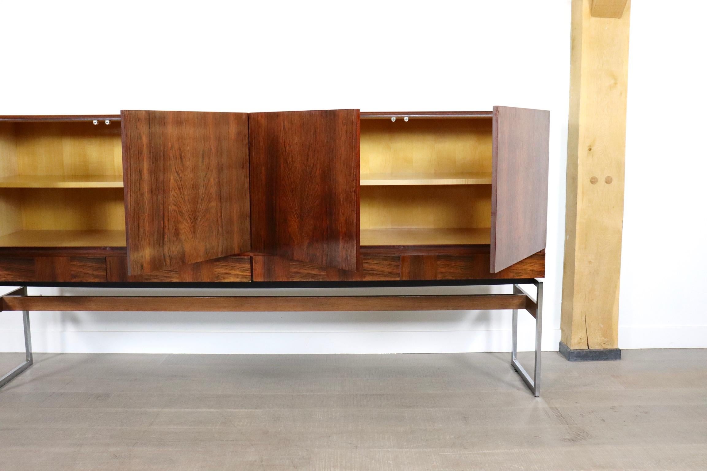 Highboard in Chrome and Rosewood by Rudolf Glatzel for Fristho, The Netherlands In Good Condition In ABCOUDE, UT