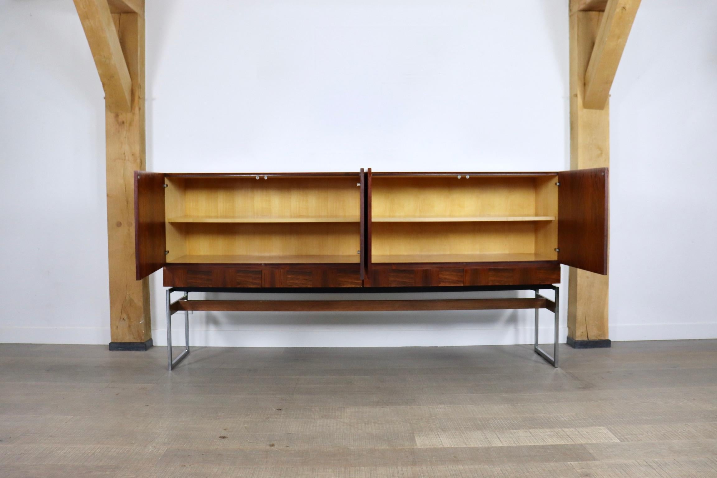 Highboard in Chrome and Rosewood by Rudolf Glatzel for Fristho, The Netherlands 1