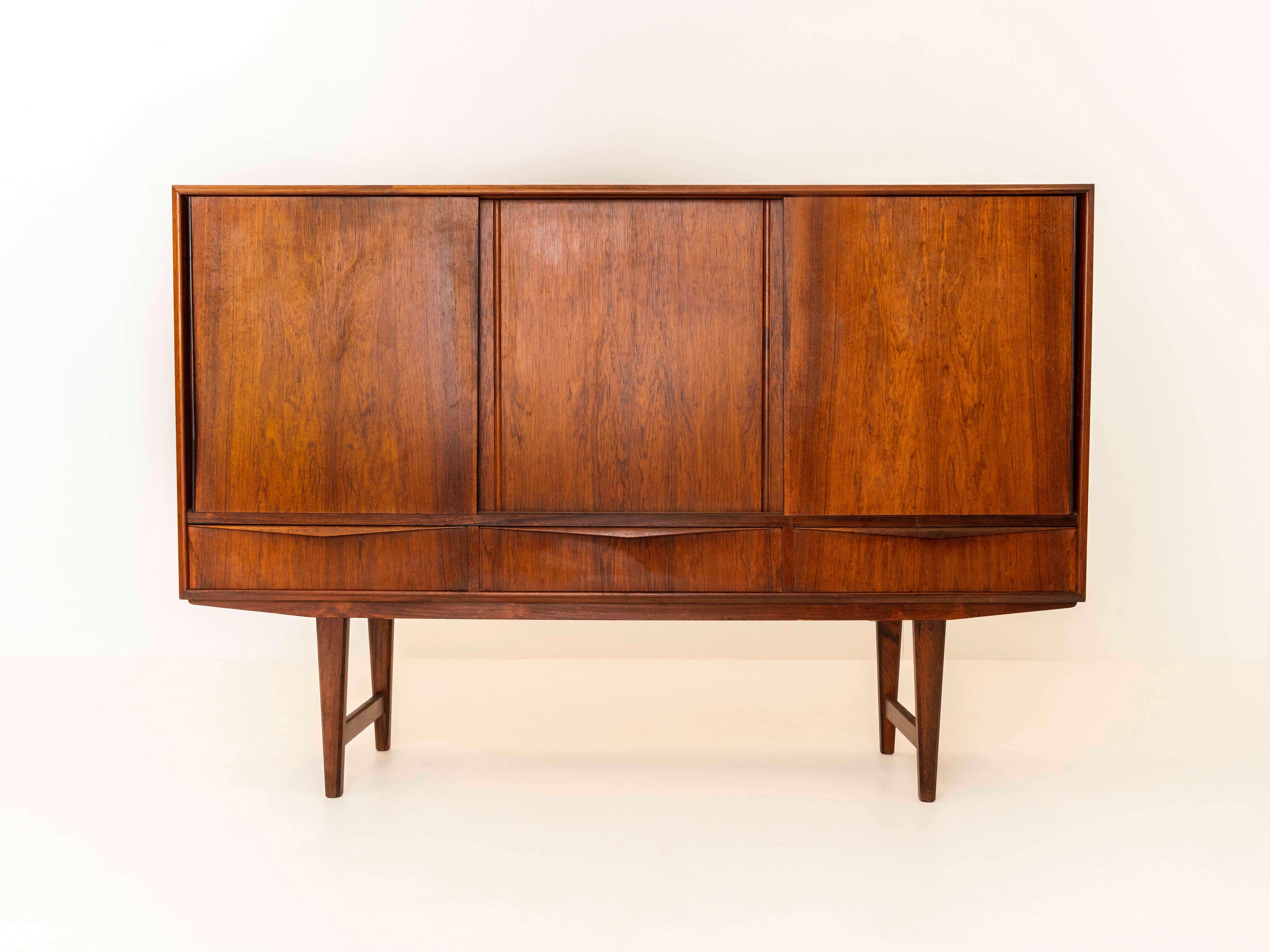 Danish Highboard in Rosewood for E.W. Bach, Denmark 1960s