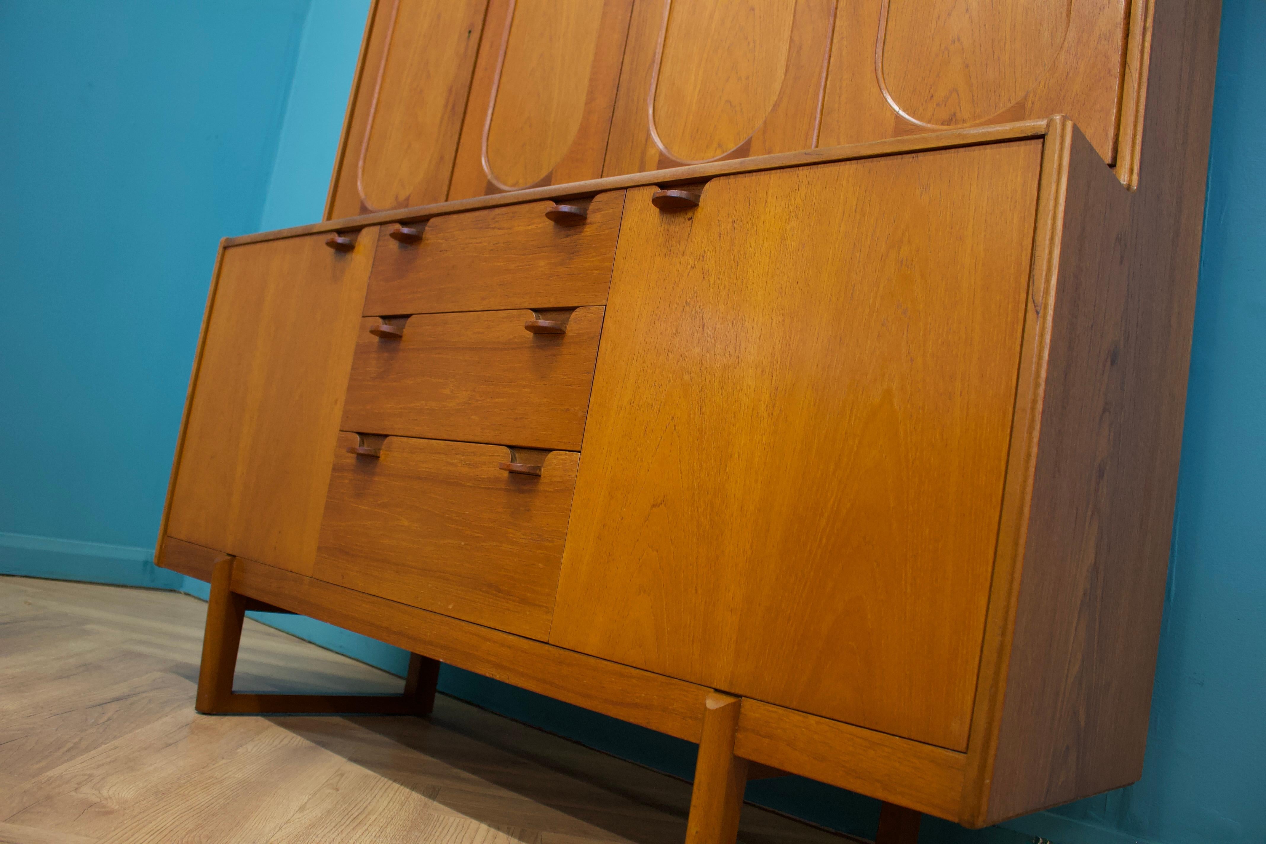 Veneer Highboard in Teak from Nathan, 1960s For Sale