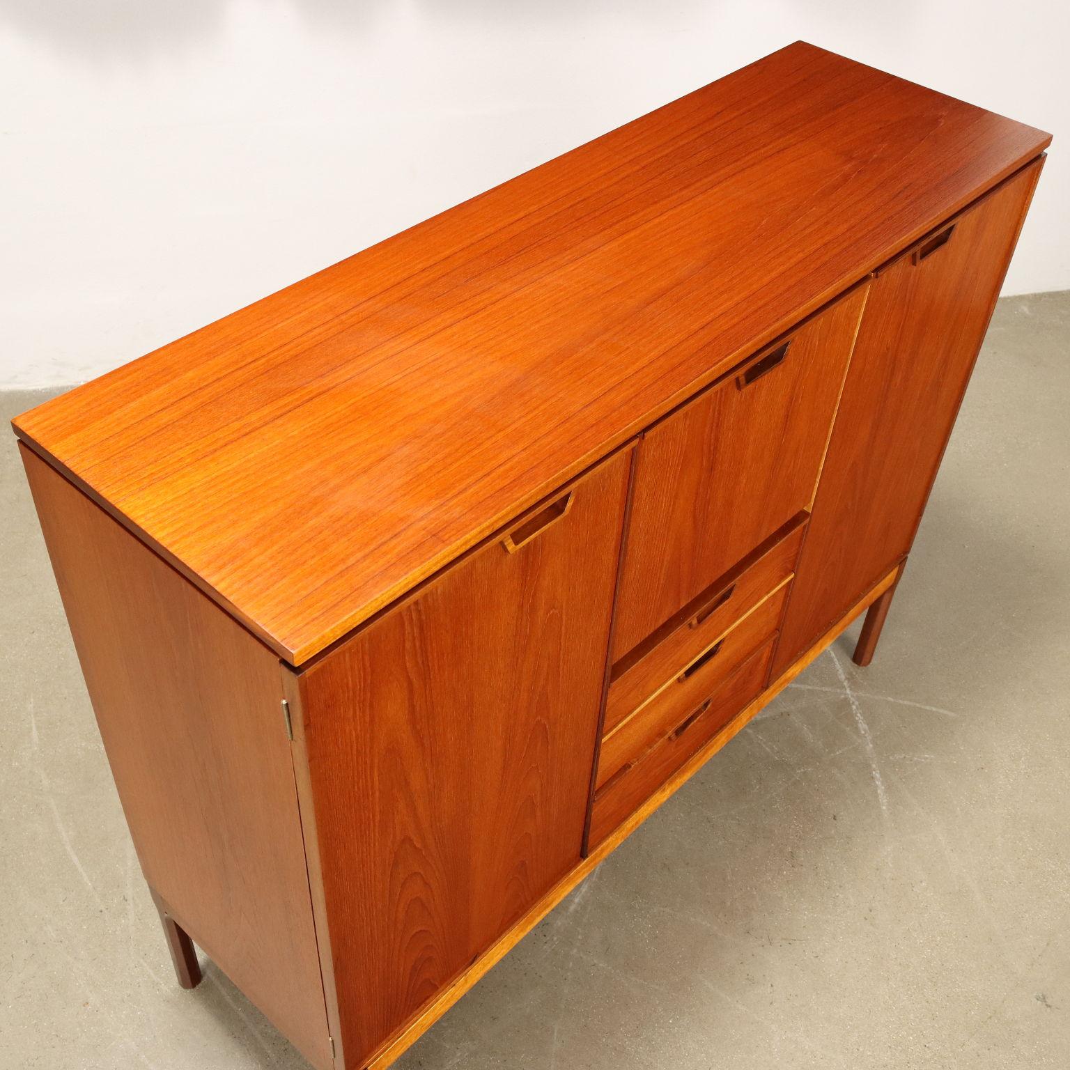 Italian English 1960s teak highboard with bar compartment