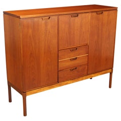 Highboard Inglese Anni 60 in teak con vano bar