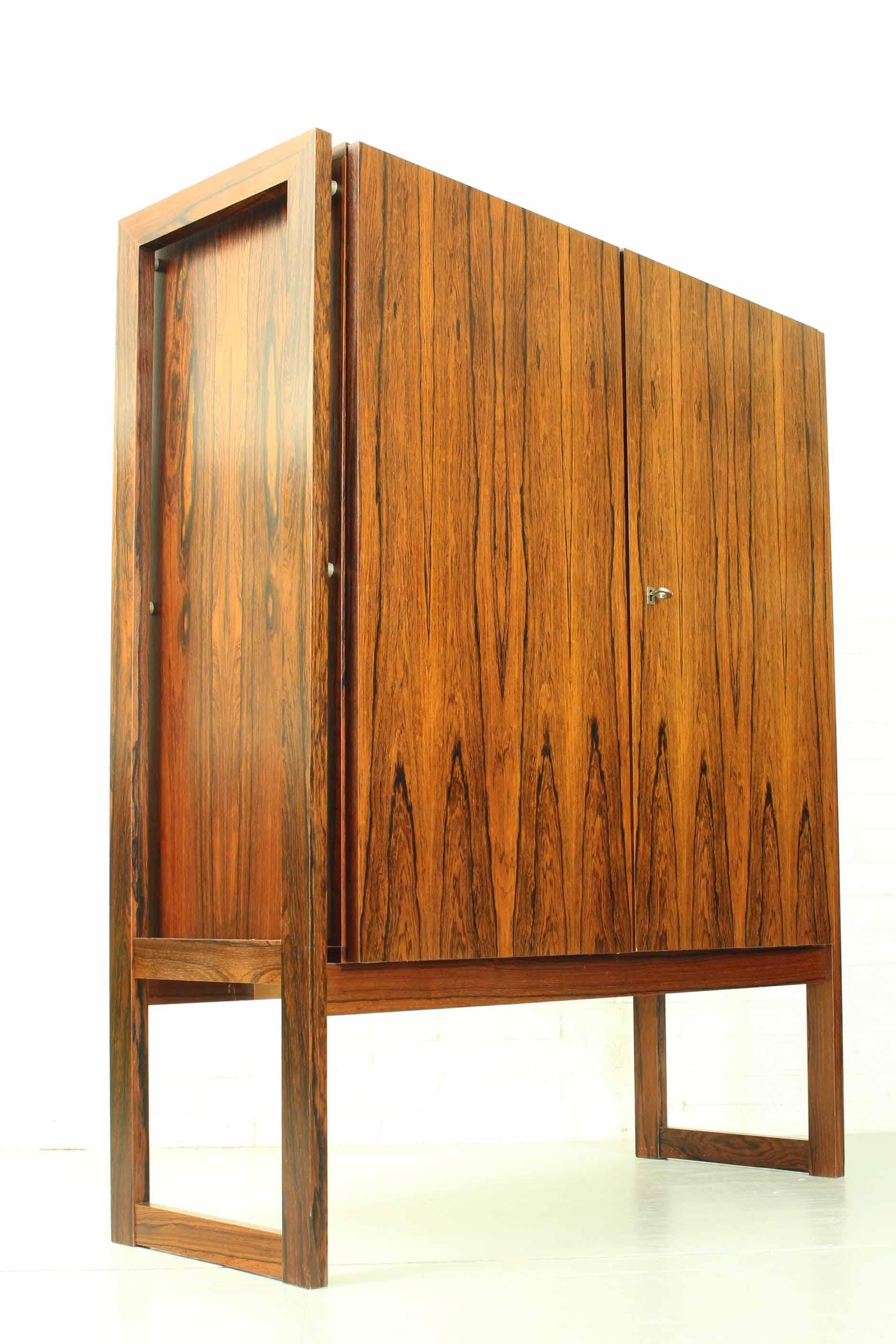 Veneer Highboard “Malmo” Within Wood Frame, Executed in Rio Palissander, 1960s