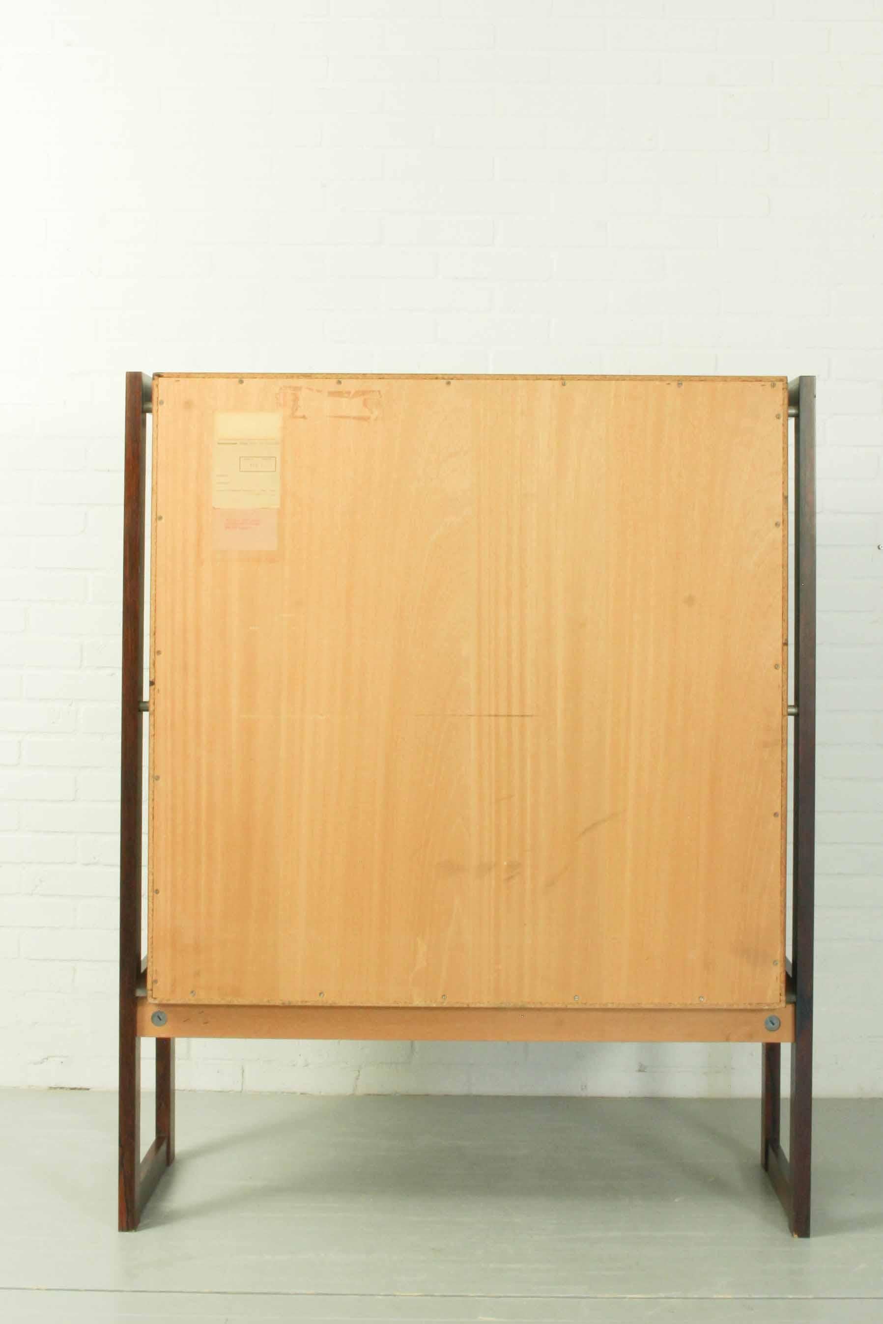 Rosewood Highboard “Malmo” Within Wood Frame, Executed in Rio Palissander, 1960s