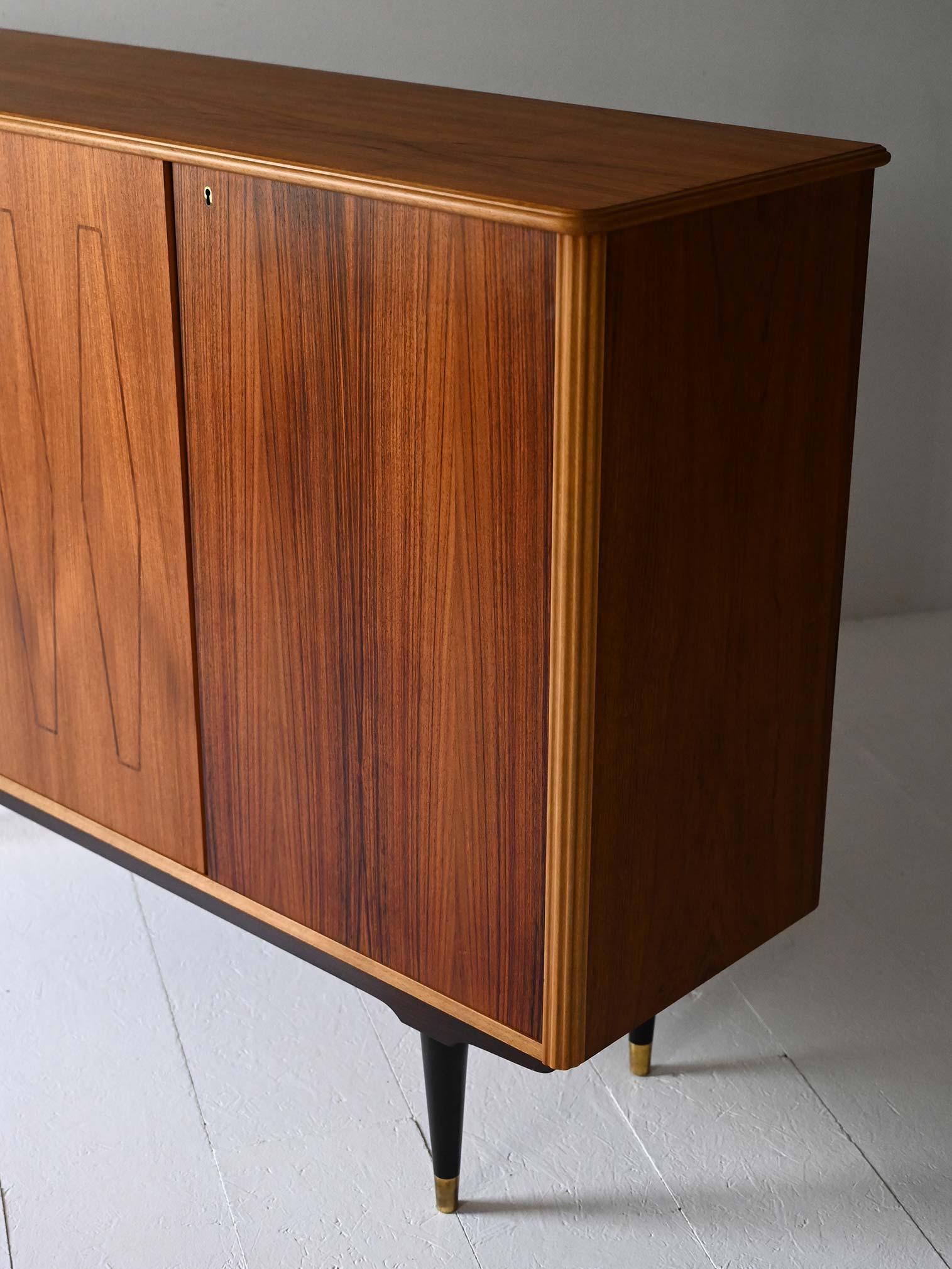 Scandinavian 1950s highboard with inlays For Sale 2