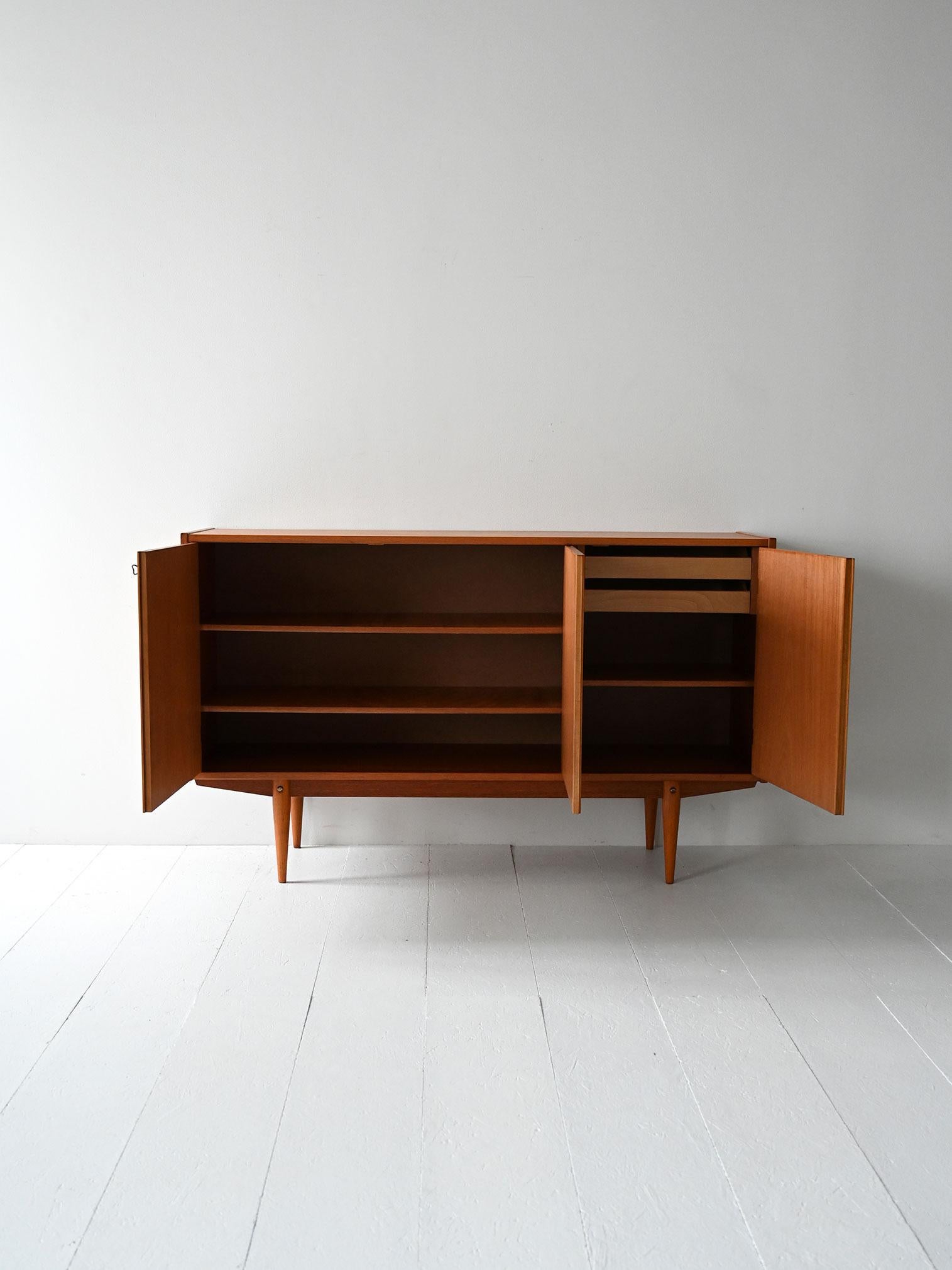 Scandinavian Modern Scandinavian teak highboard with triple compartment For Sale