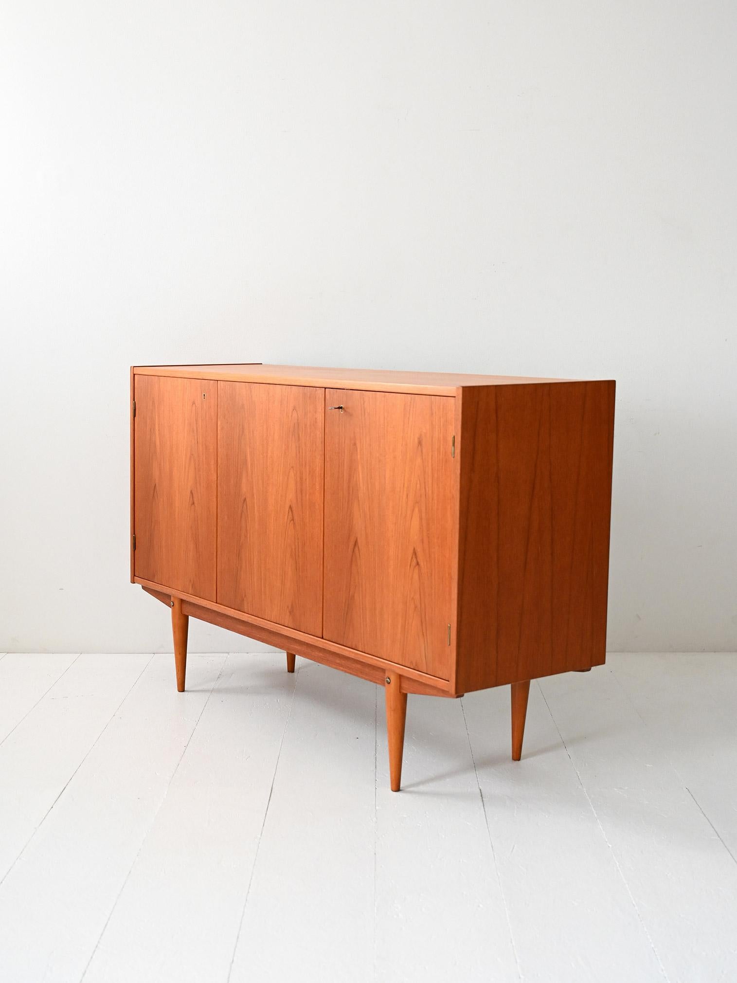 Mid-20th Century Scandinavian teak highboard with triple compartment For Sale