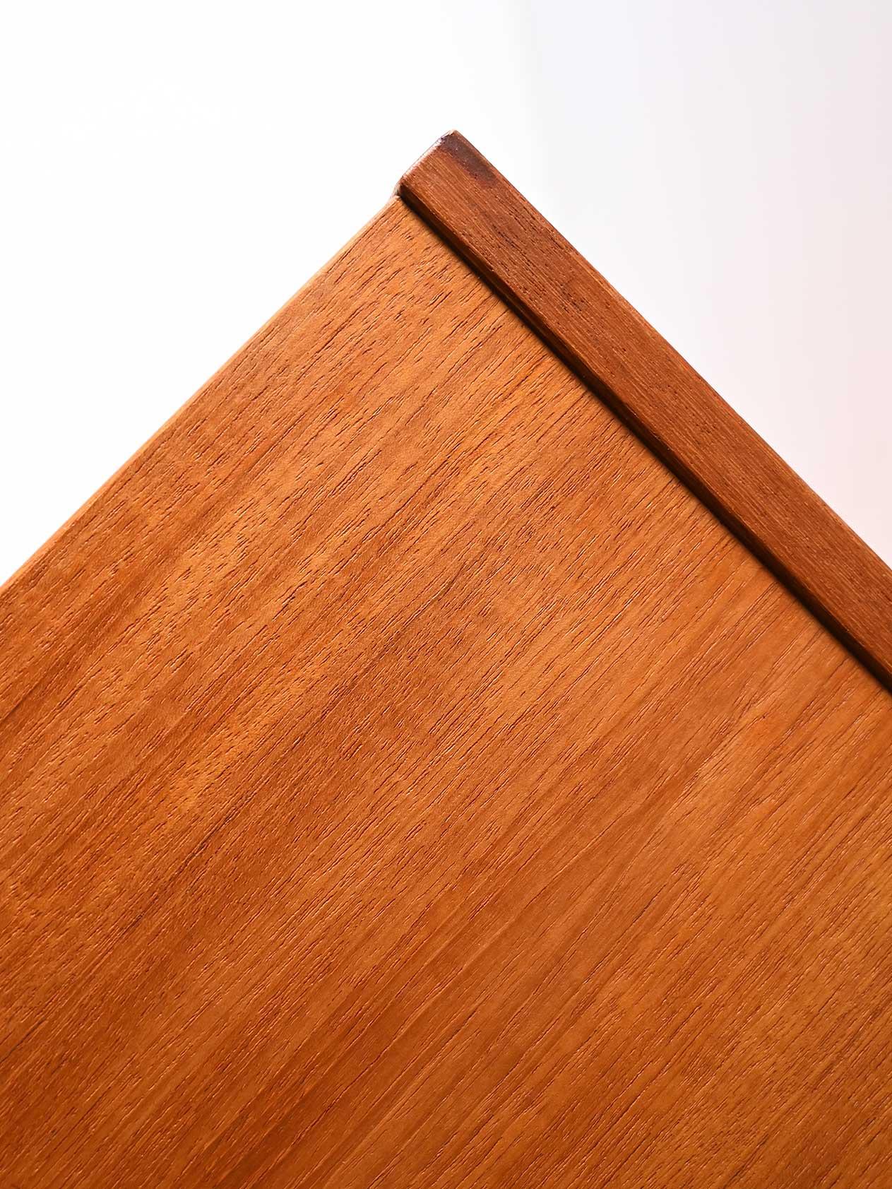 Teak Scandinavian teak highboard with triple compartment For Sale