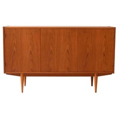 Scandinavian teak highboard with triple compartment