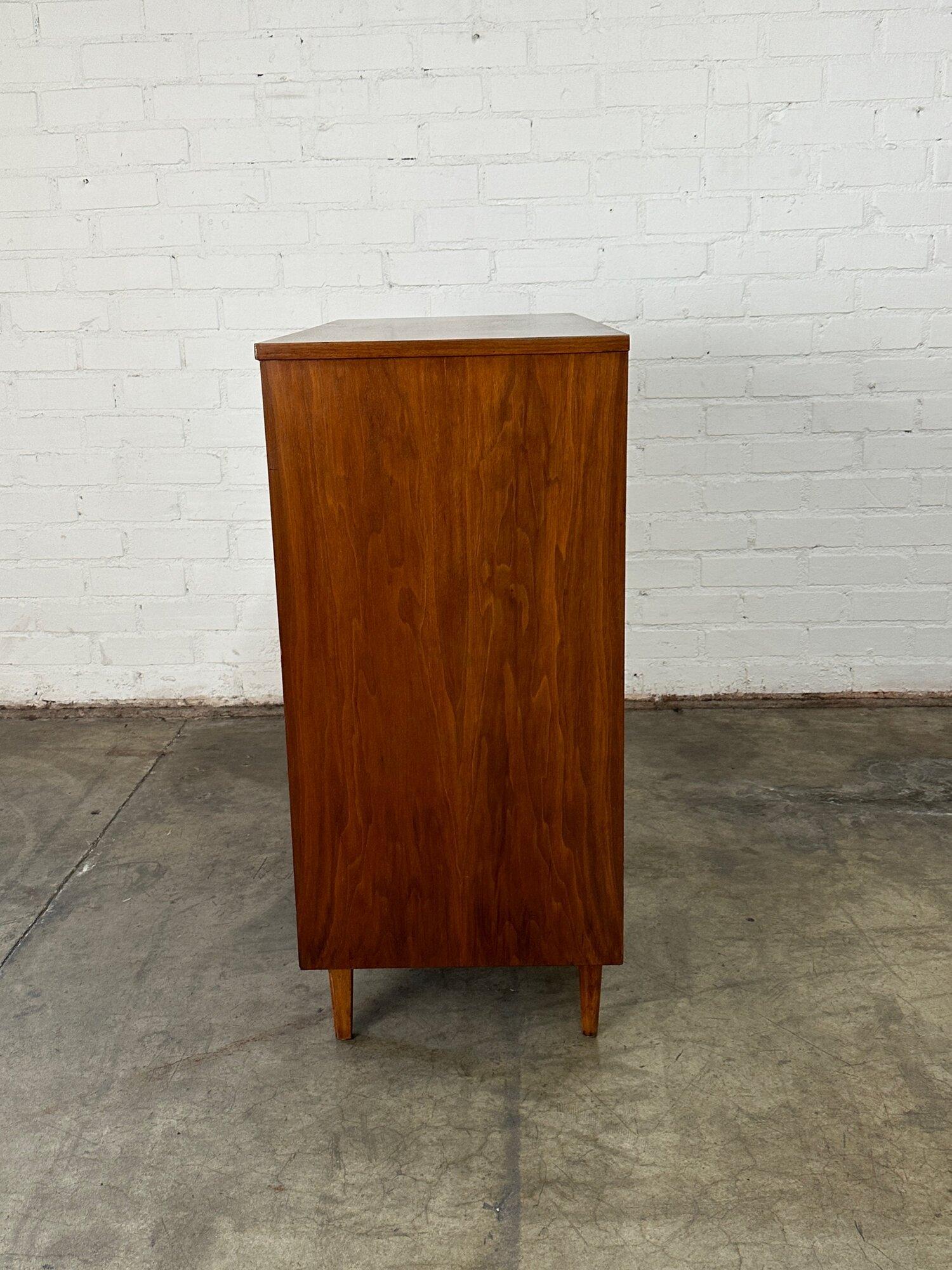 Highboy dresser with cross grain detail In Good Condition For Sale In Los Angeles, CA