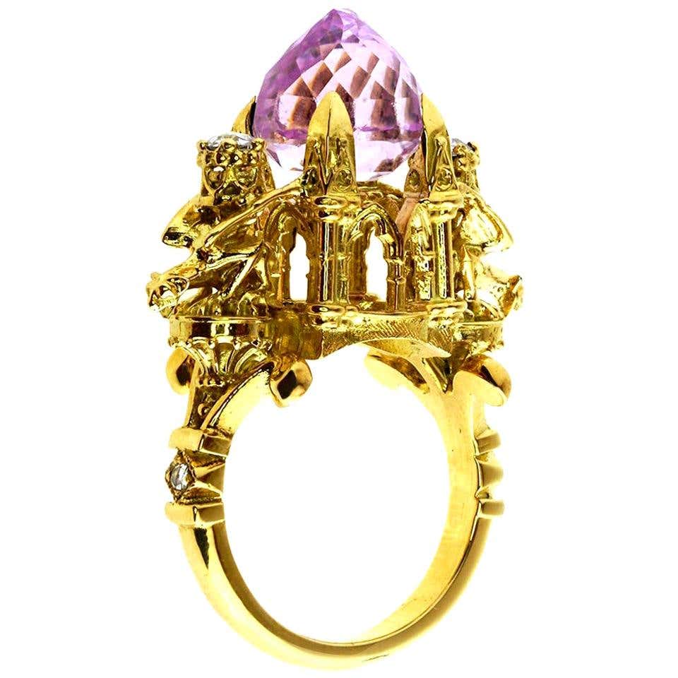 Ritual Cathedral Ring in 18 Karat Yellow Gold, Cognac Diamond and ...