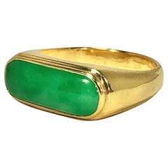 Highest Carat 9999 Gold and Jade Saddle Ring