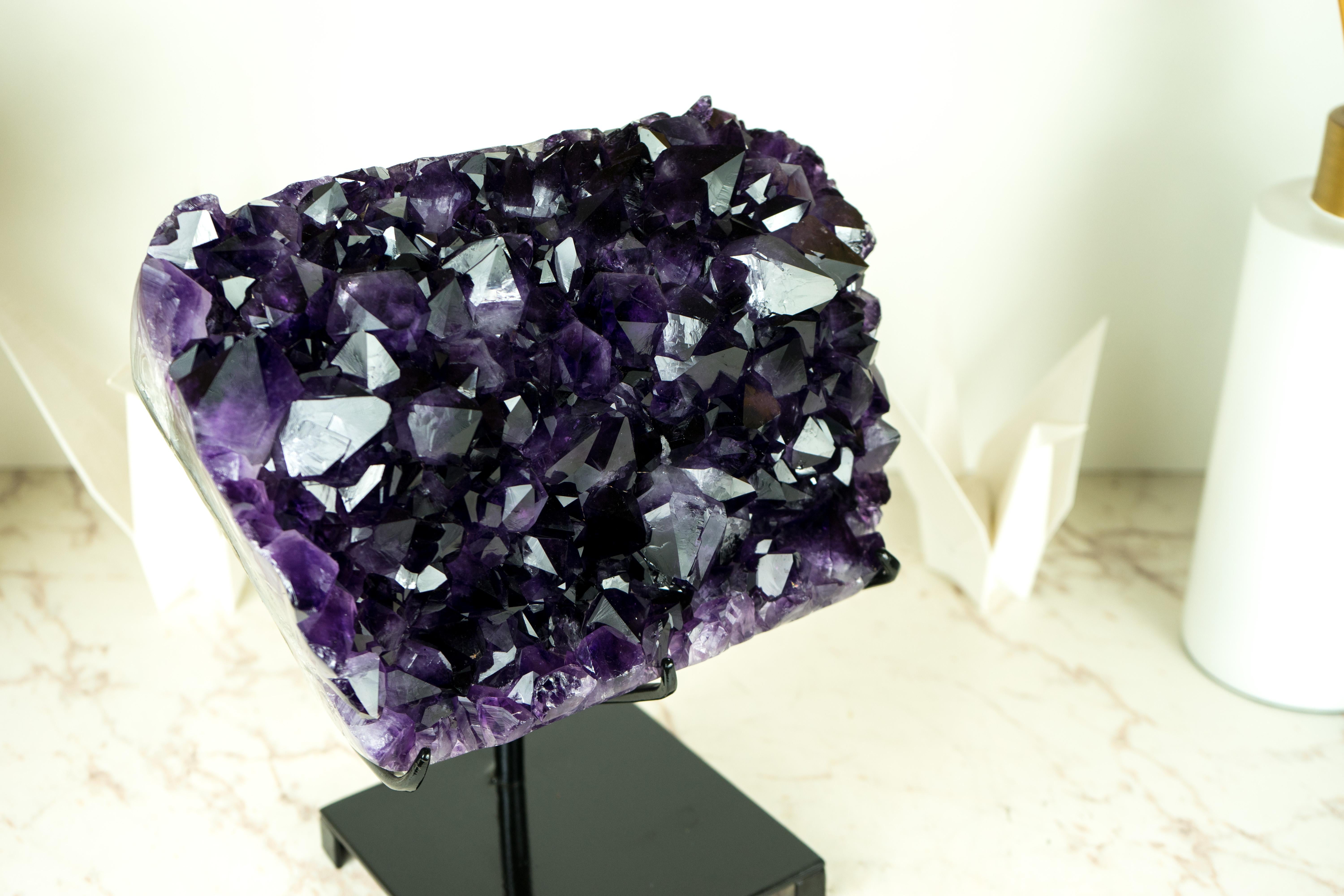 Highest-Grade AAA Amethyst Cluster with Large Grape Jelly Purple Amethyst Druzy For Sale 4