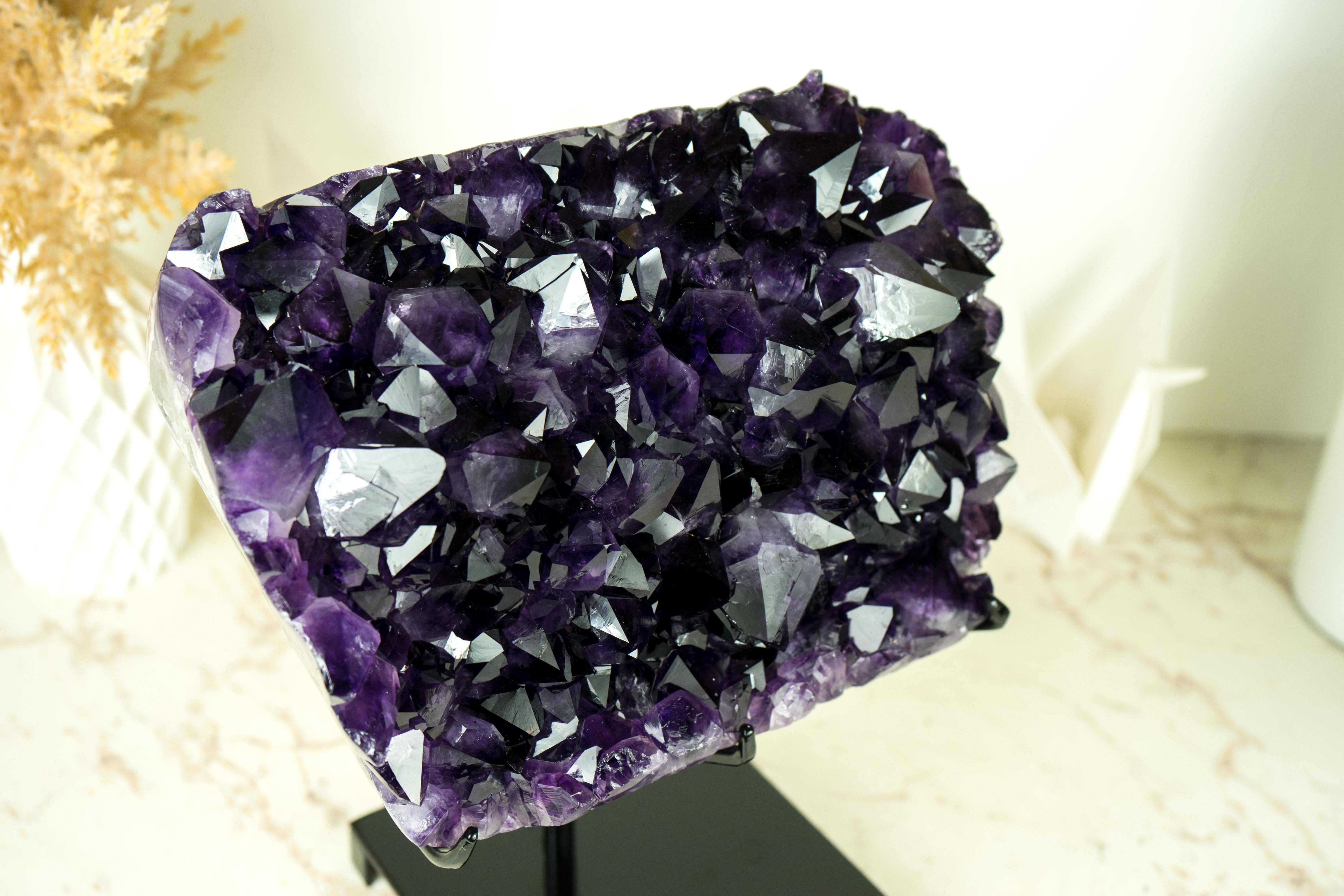Highest-Grade AAA Amethyst Cluster with Large Grape Jelly Purple Amethyst Druzy For Sale 5