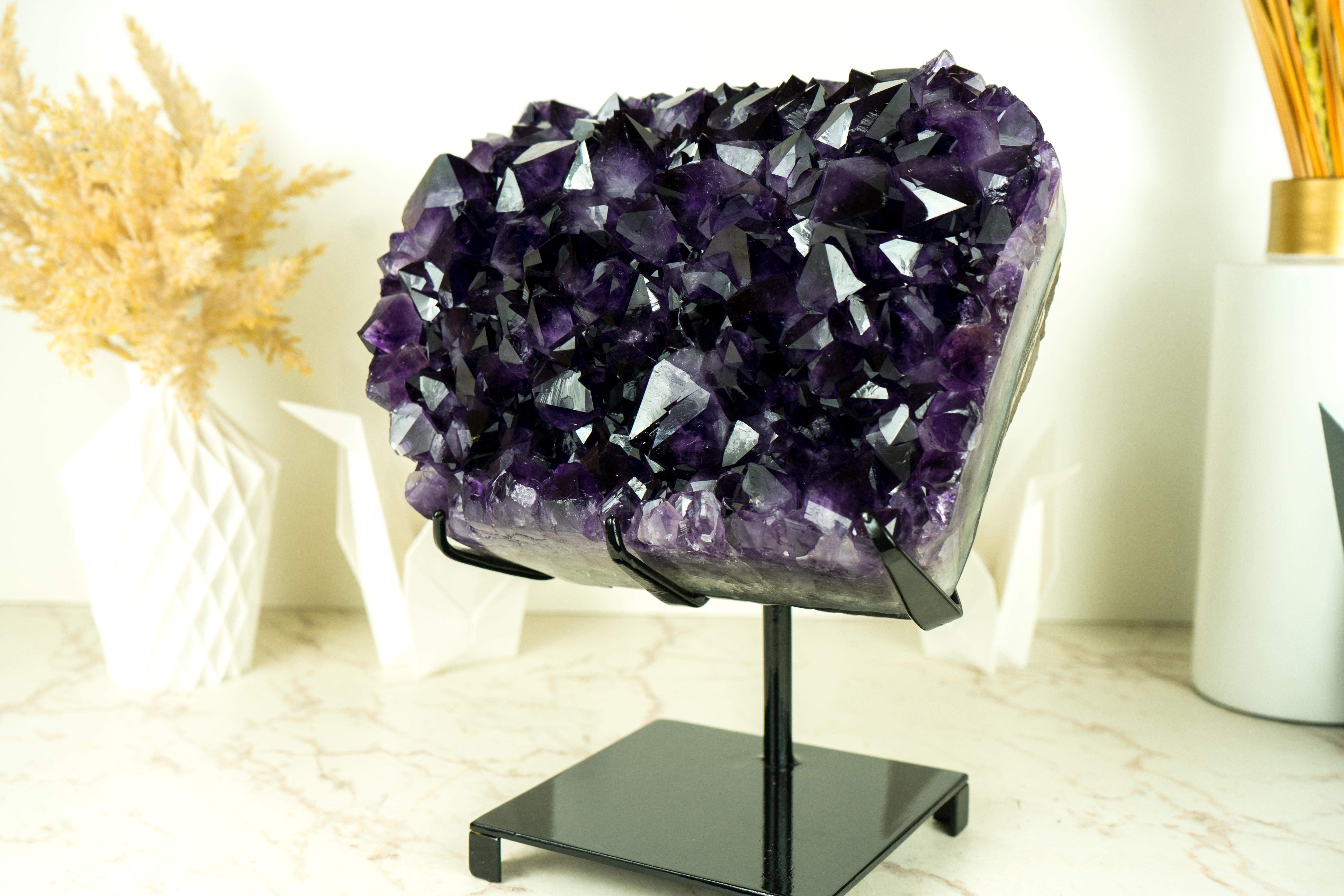 Highest-Grade AAA Amethyst Cluster with Large Grape Jelly Purple Amethyst Druzy For Sale 6