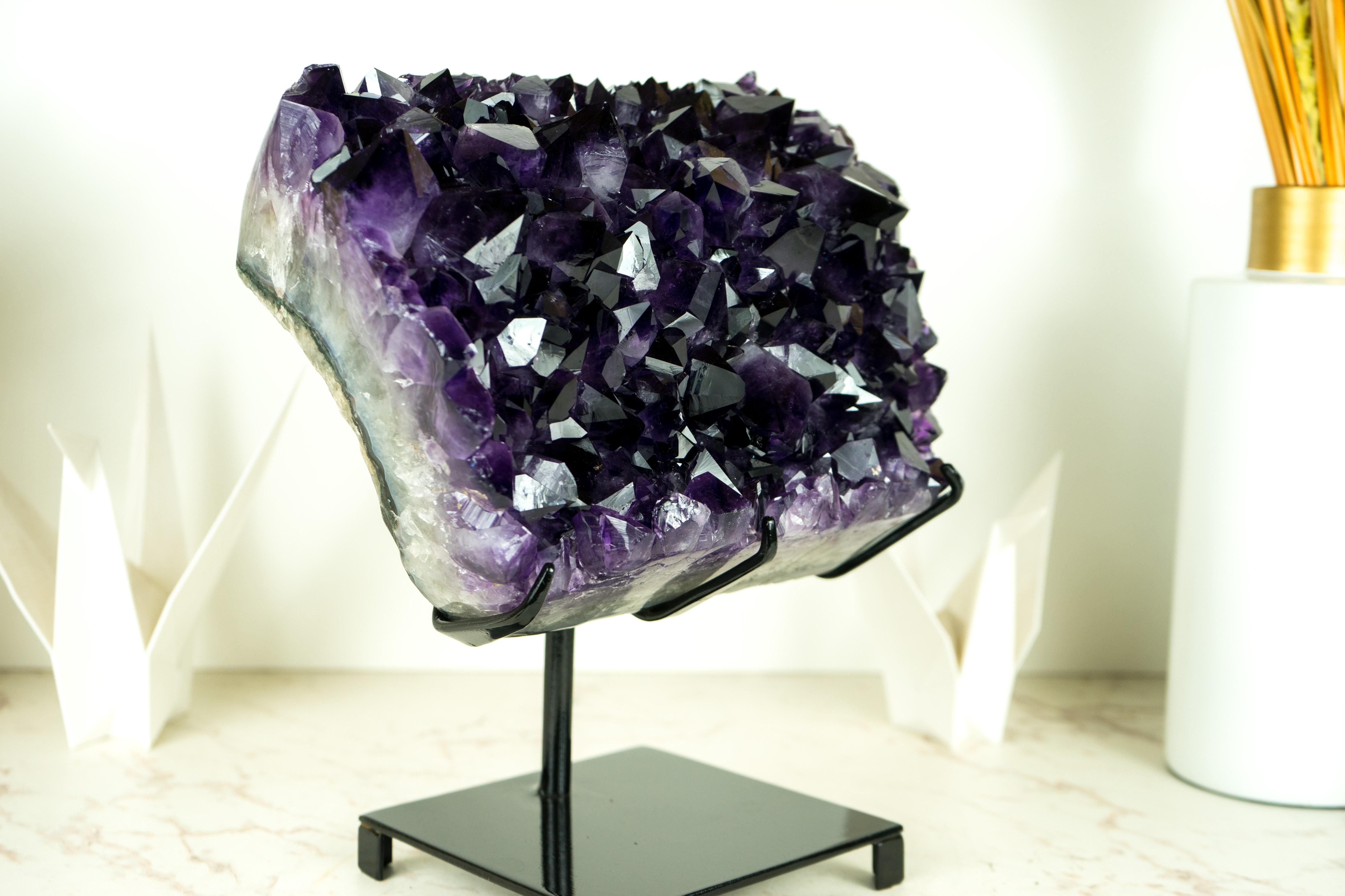 Superb Large, Deep Purple Amethyst Cluster with Intact Large AAA Saturated Amethyst Druzy 

▫️ Description

A gallery-grade amethyst cluster delivers world-class aesthetics, making it the centerpiece of your collection. This amethyst features large,