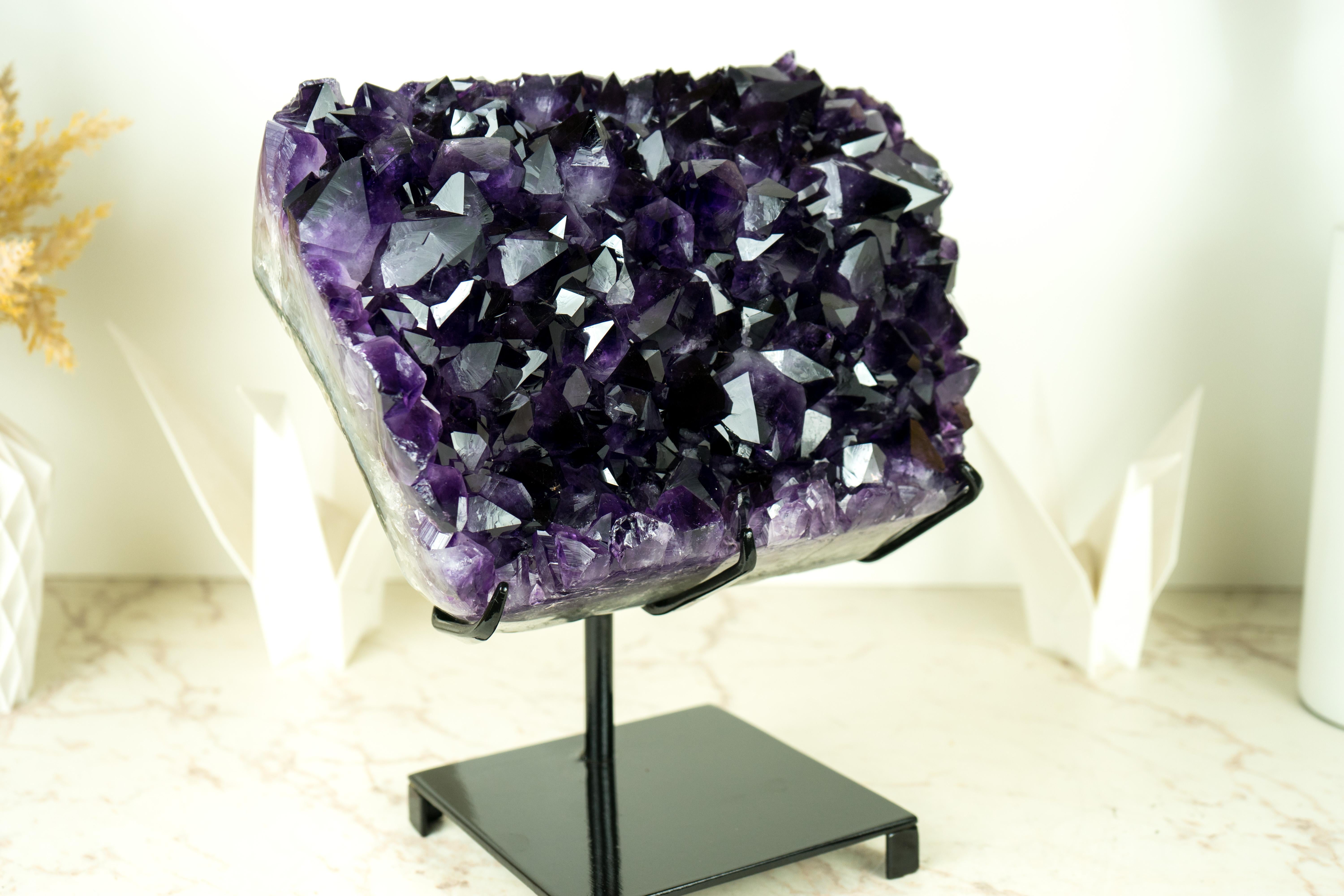 Highest-Grade AAA Amethyst Cluster with Large Grape Jelly Purple Amethyst Druzy For Sale 3