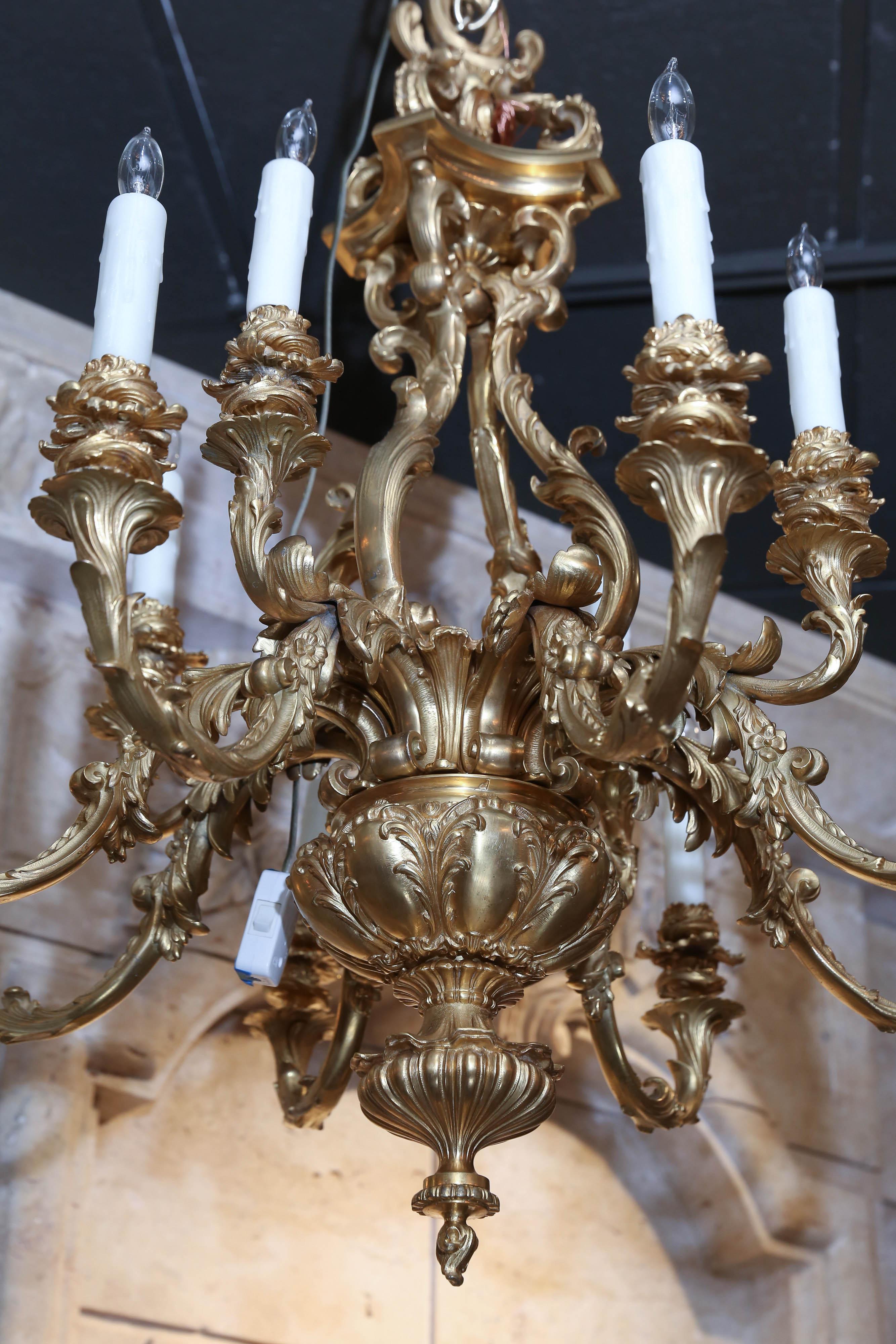 Gilt Highest Quality Cast Bronze Doré Louis XV Style Chandelier