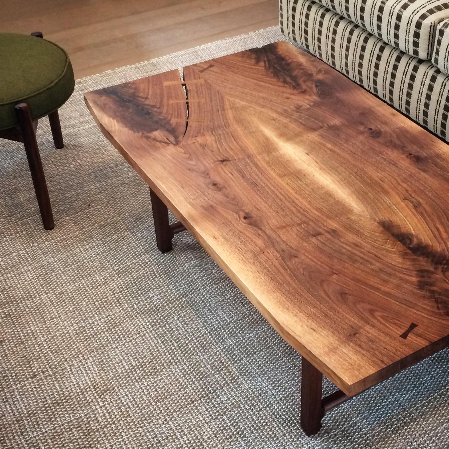 Hand-Crafted Highland Black Walnut Mid-Century Style Coffee Table by New York Heartwoods For Sale