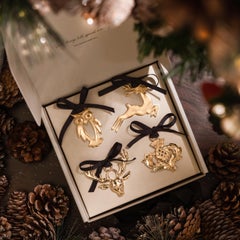 Highland Christmas Decoration Set In Gold