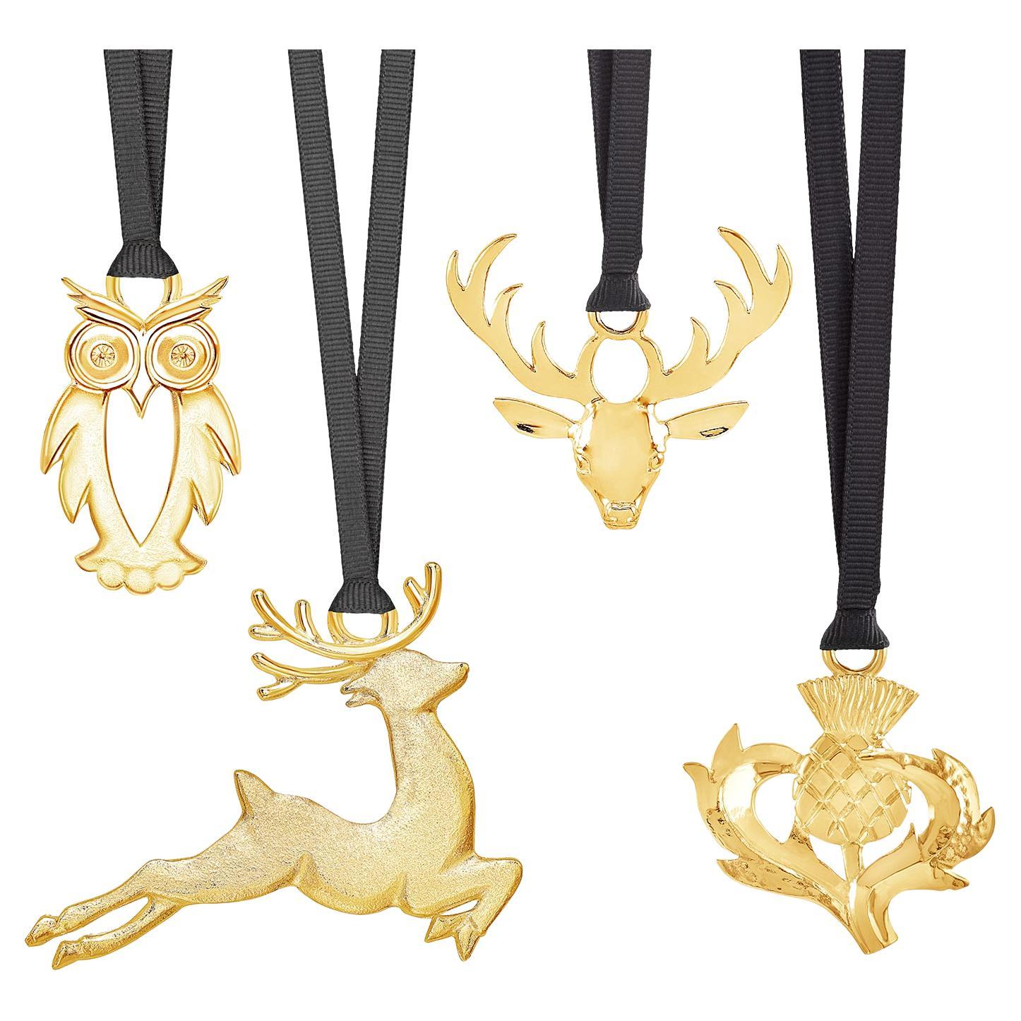 Highland Christmas Decoration Set In Gold For Sale