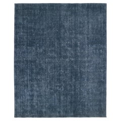 Highland Hand Loomed Contemporary Solid Jute Cotton 8' 0" x 10' 0" Blue Area Rug