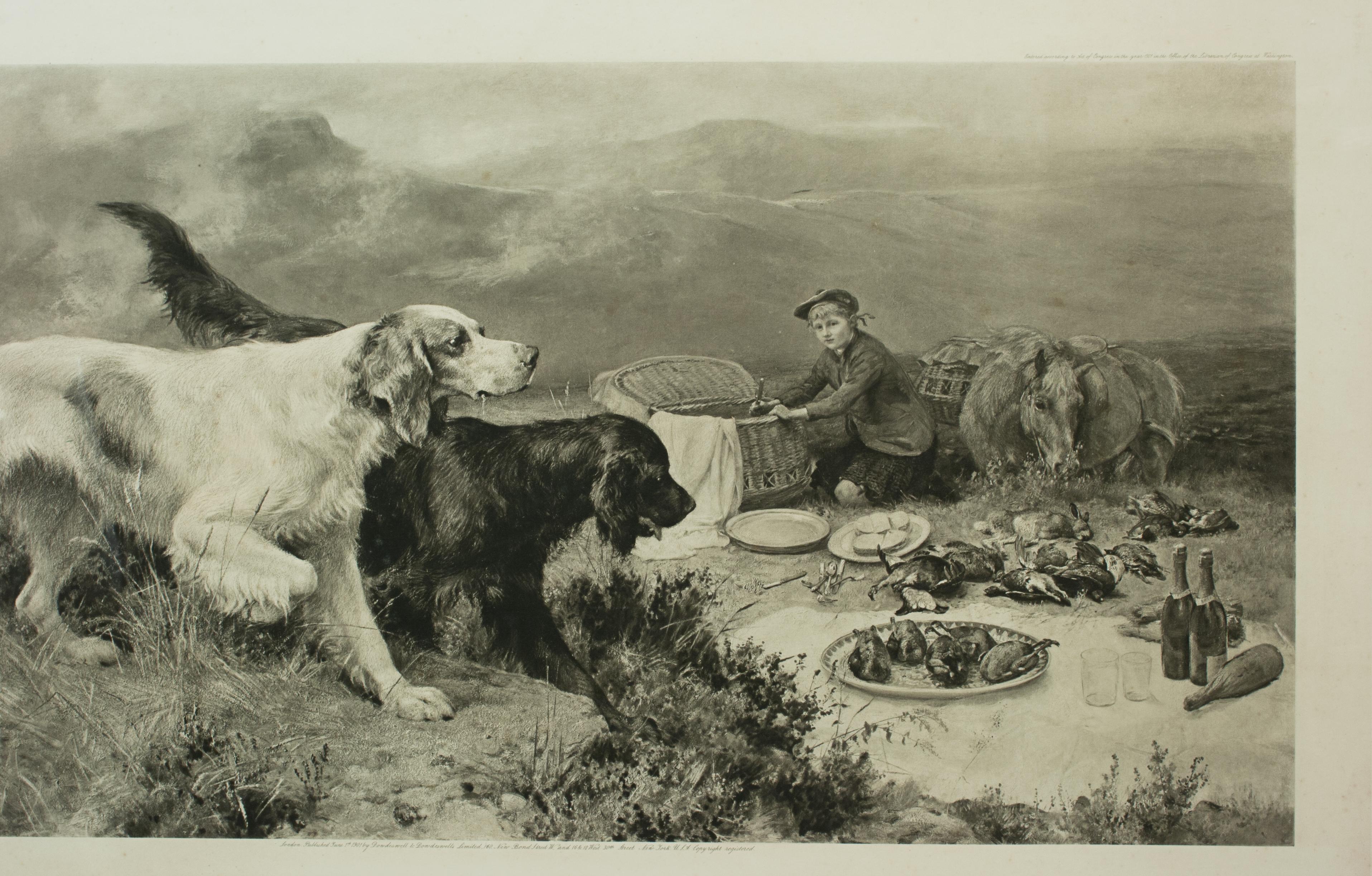 Highland Scene, Gamekeeper with Setters by Alfred Strutt, Game Picture For Sale 6