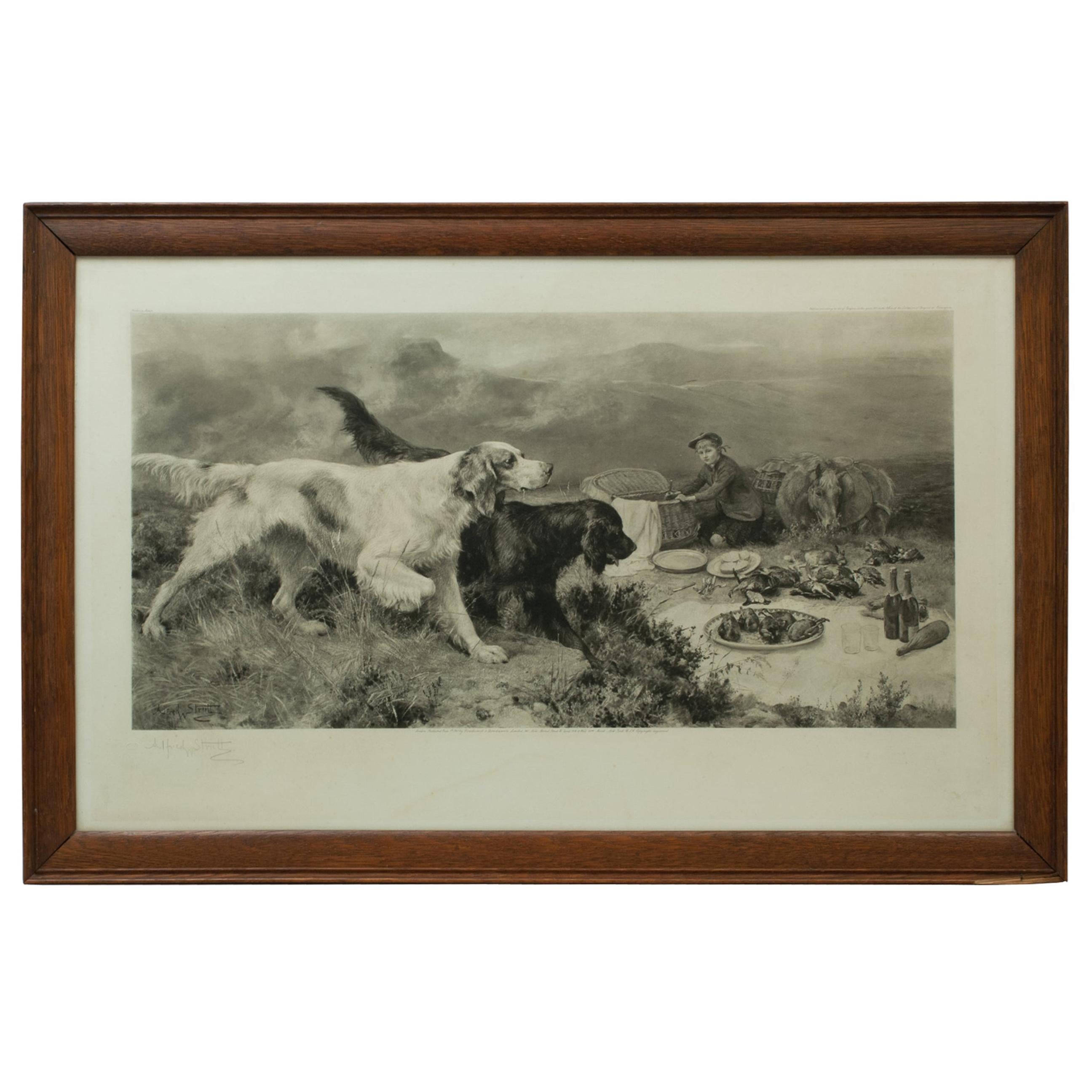 Highland Scene, Gamekeeper with Setters by Alfred Strutt, Game Picture For Sale