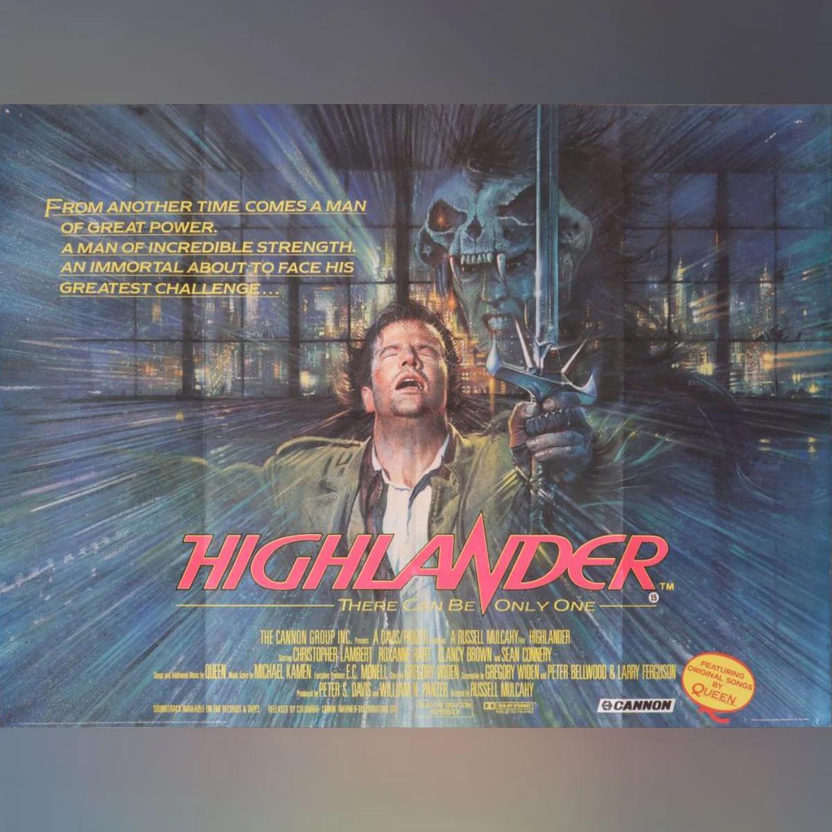 Highlander (1986)
Original British Quad (30 X 40 Inches)

Un épéiste écossais immortel doit affronter le dernier de ses adversaires immortels, un barbare brutal et meurtrier qui convoite le légendaire 
