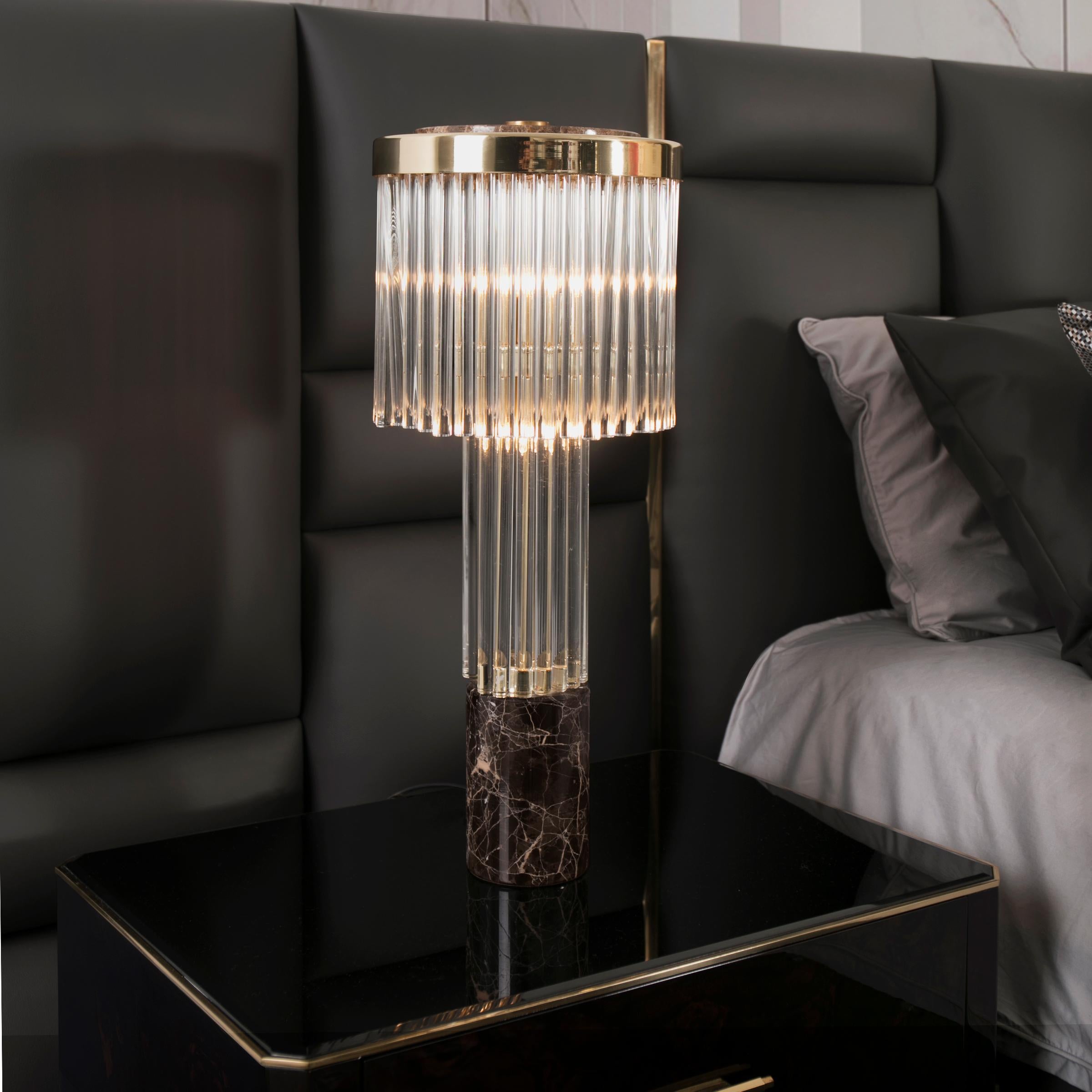 Hand-Crafted Highlight Brass High Table Lamp For Sale