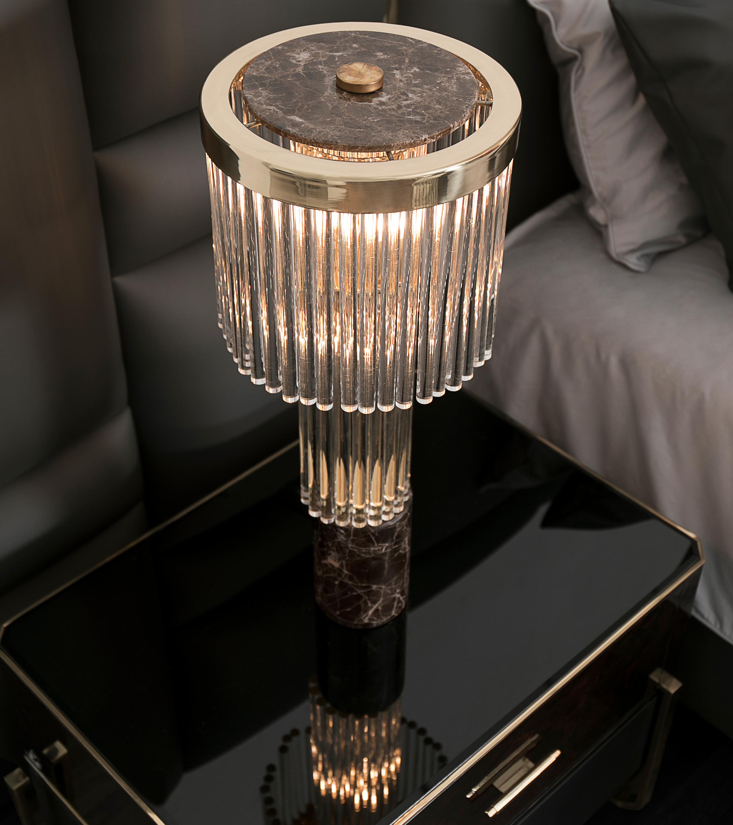 Contemporary Highlight Brass High Table Lamp For Sale