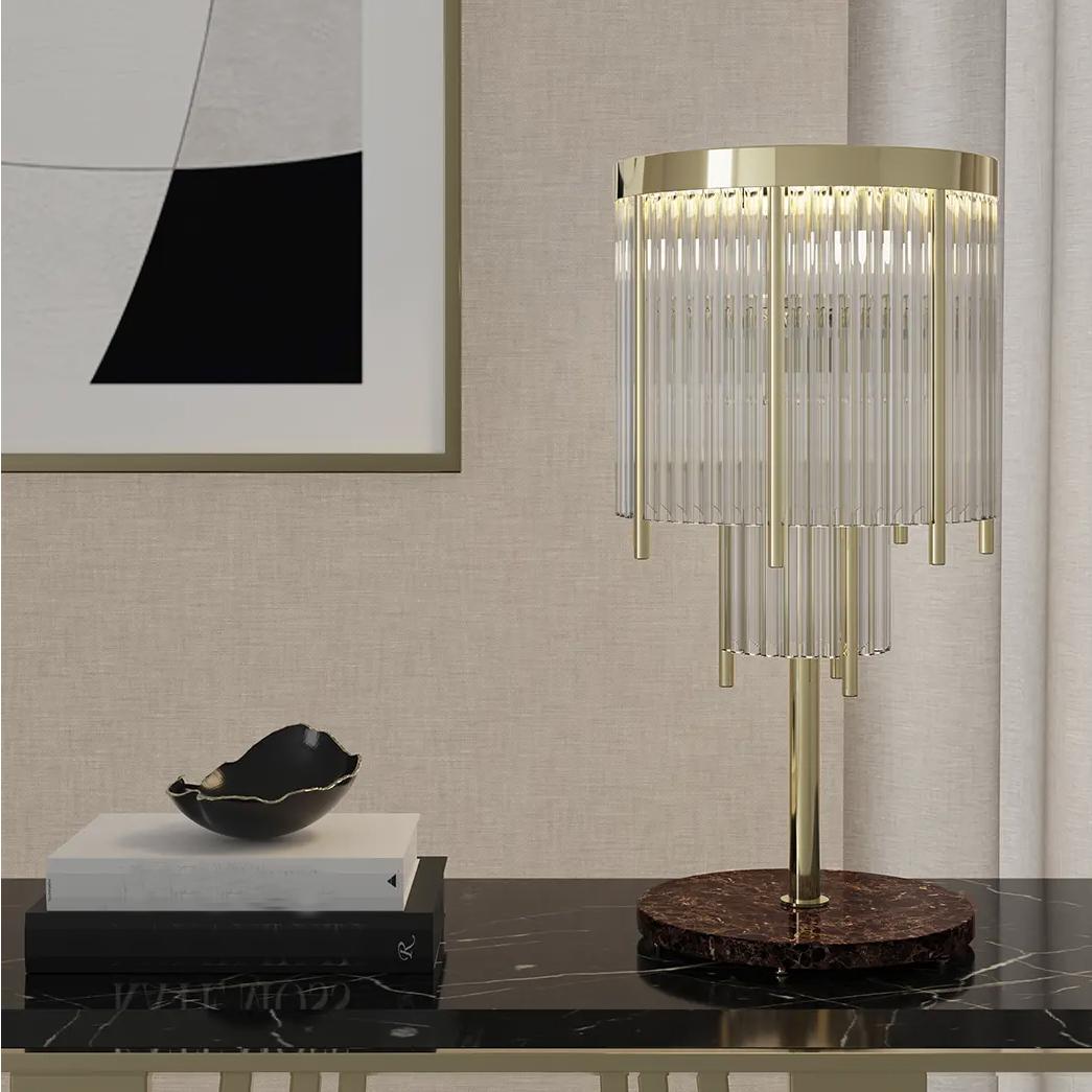 Contemporary Highlight Brass Medium Table Lamp For Sale