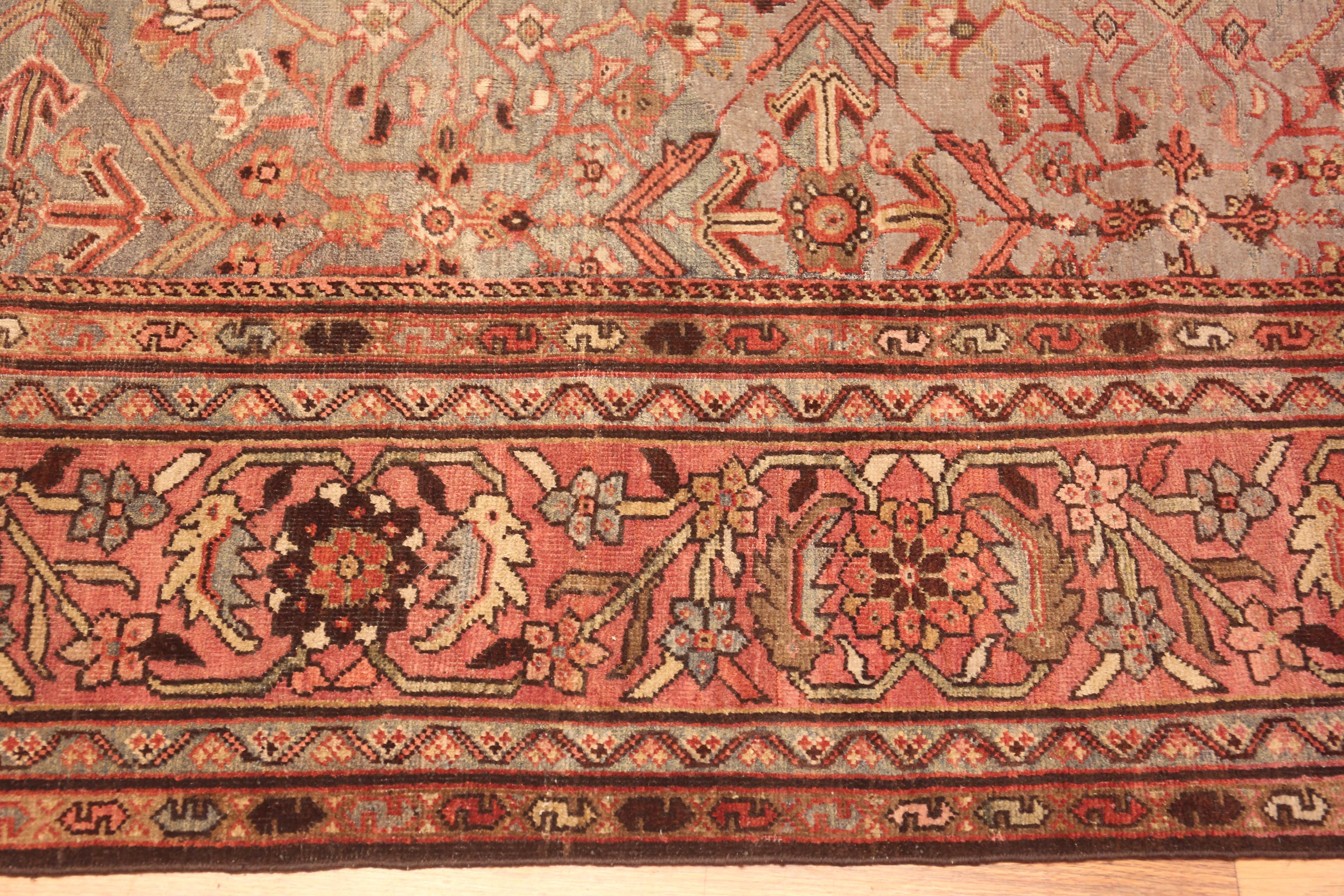 Highly Artistic Antique Light Blue Background Persian Sultanabad Rug 9' x 12' In Good Condition For Sale In New York, NY