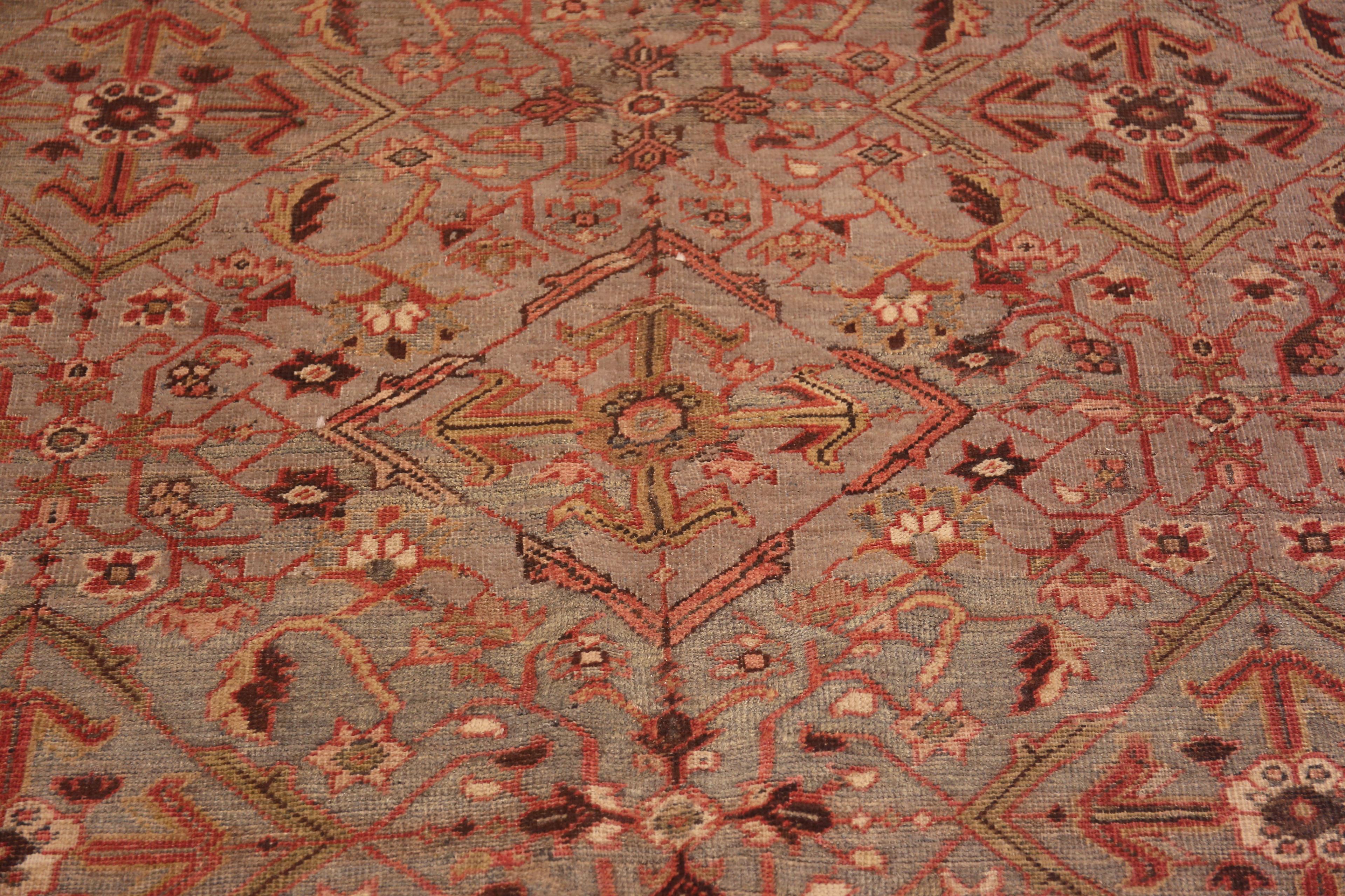 19th Century Highly Artistic Antique Light Blue Background Persian Sultanabad Rug 9' x 12' For Sale