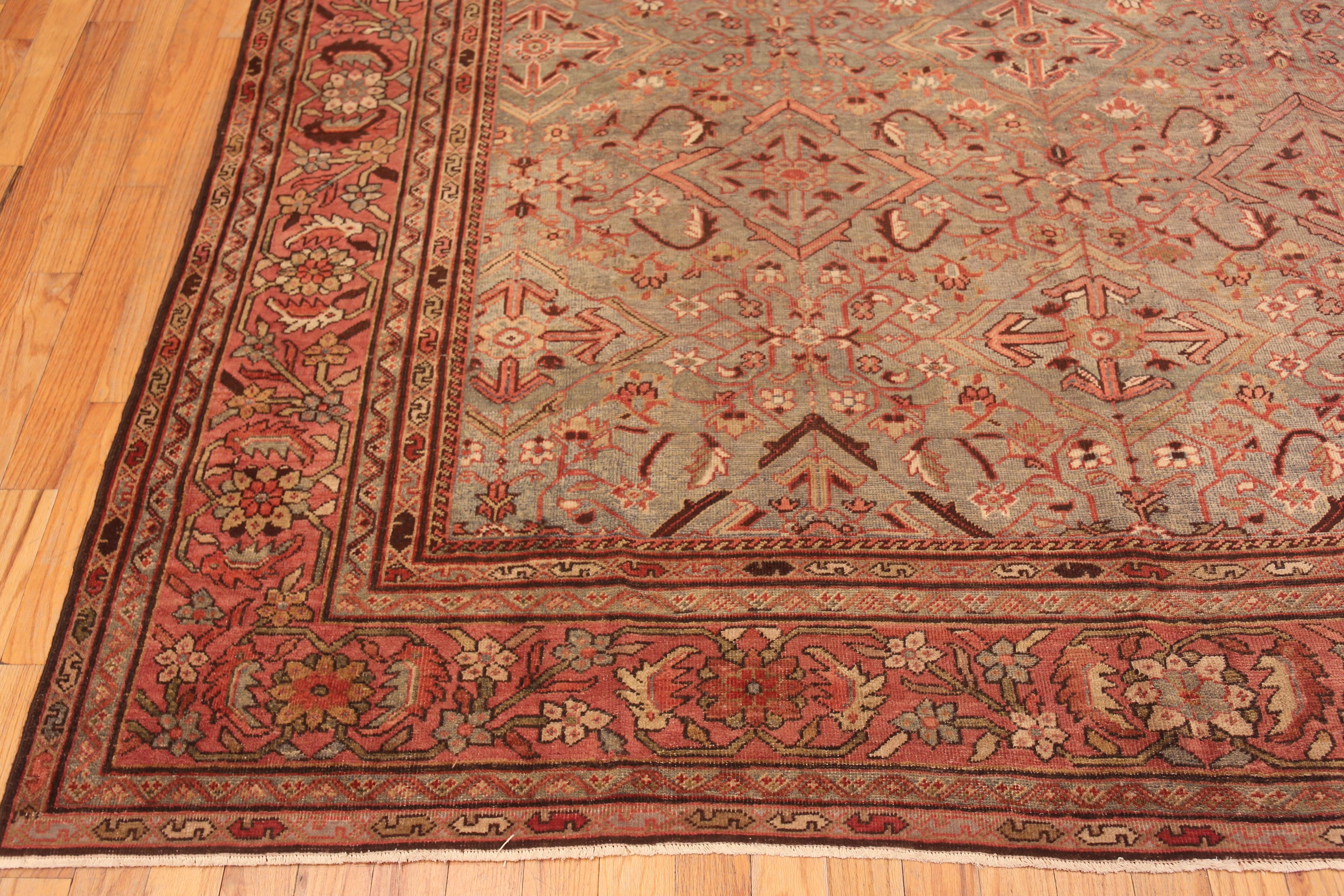 Wool Highly Artistic Antique Light Blue Background Persian Sultanabad Rug 9' x 12' For Sale