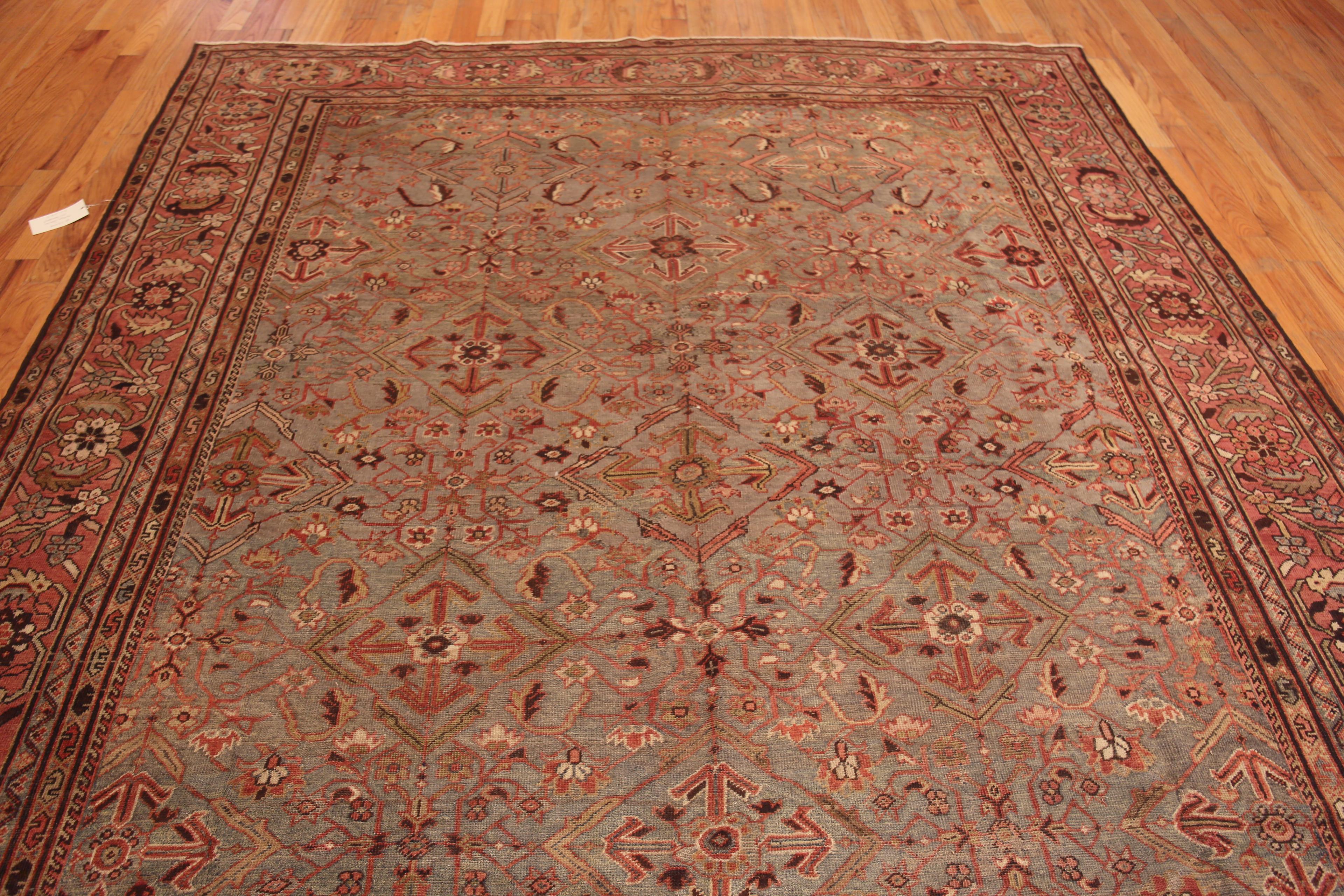 Highly Artistic Antique Light Blue Background Persian Sultanabad Rug 9' x 12' For Sale 3