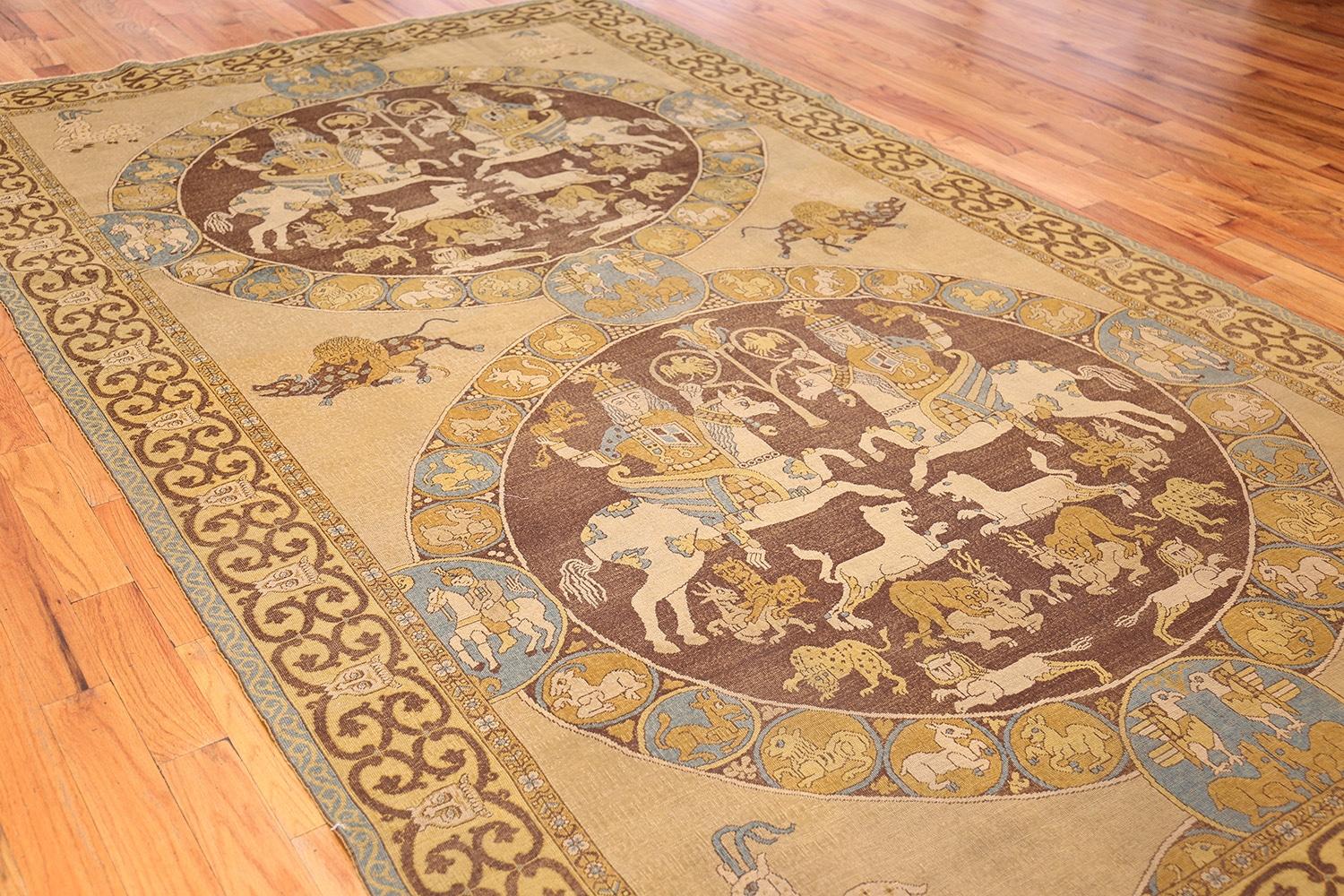 Nazmiyal Collection Antique Safavid Pictorial Turkish Tuduc Rug 6'4