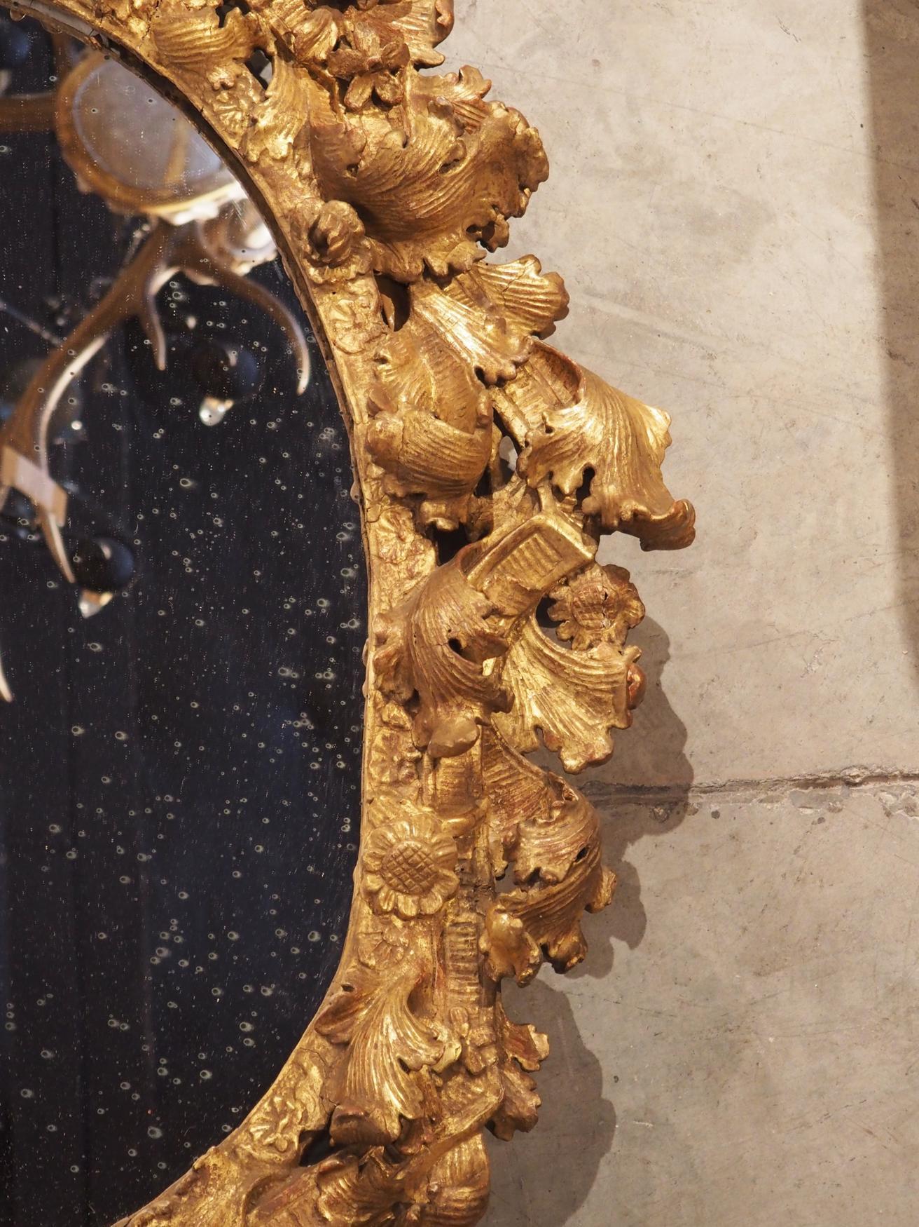 Highly Carved 17th Century Giltwood Mirror from France In Good Condition In Dallas, TX