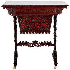 Highly-Carved ‘Anglo-Indian’ Sewing Table