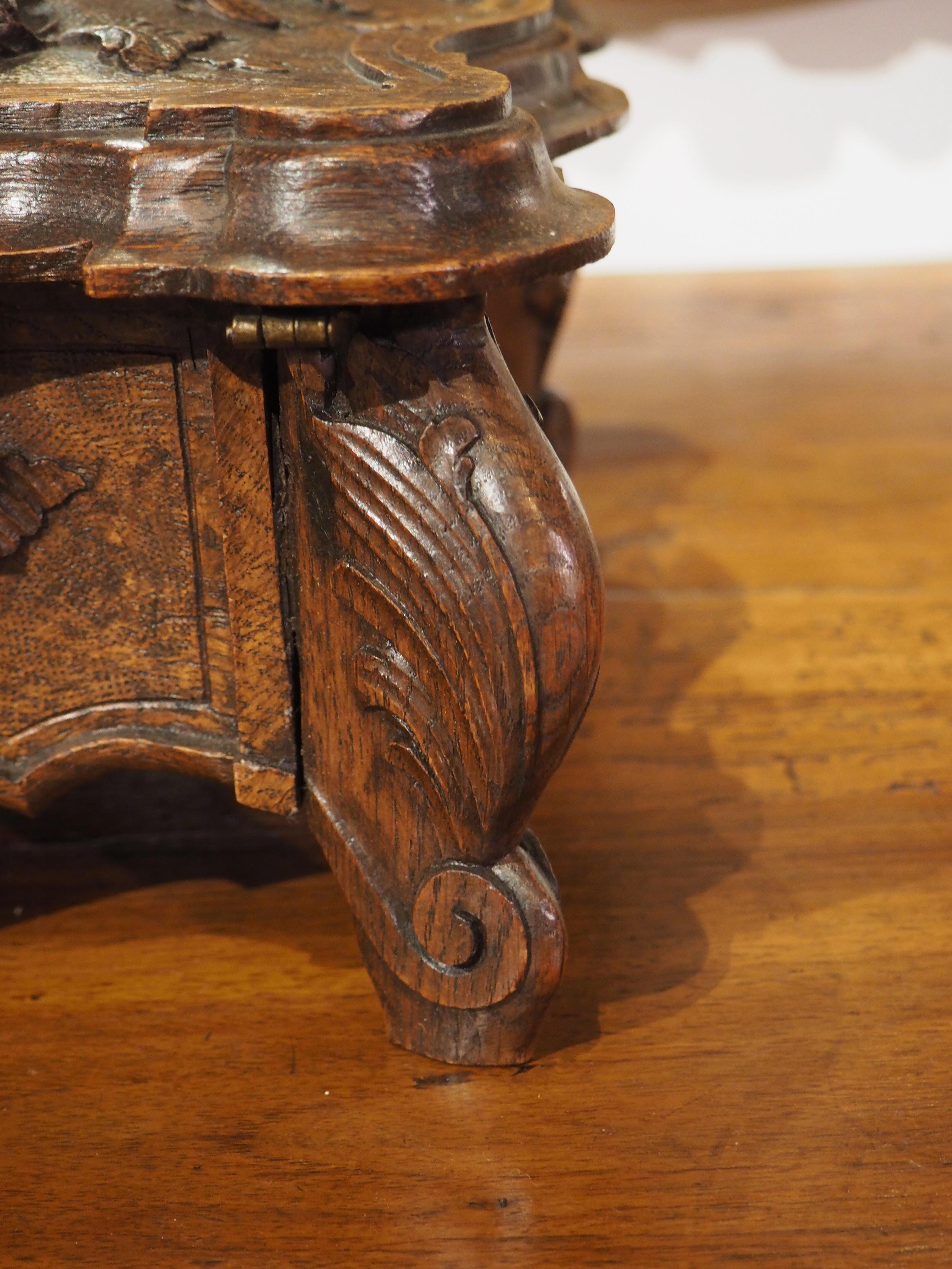 Highly Carved Antique French Oak Jewelry Box, Circa 1880 5