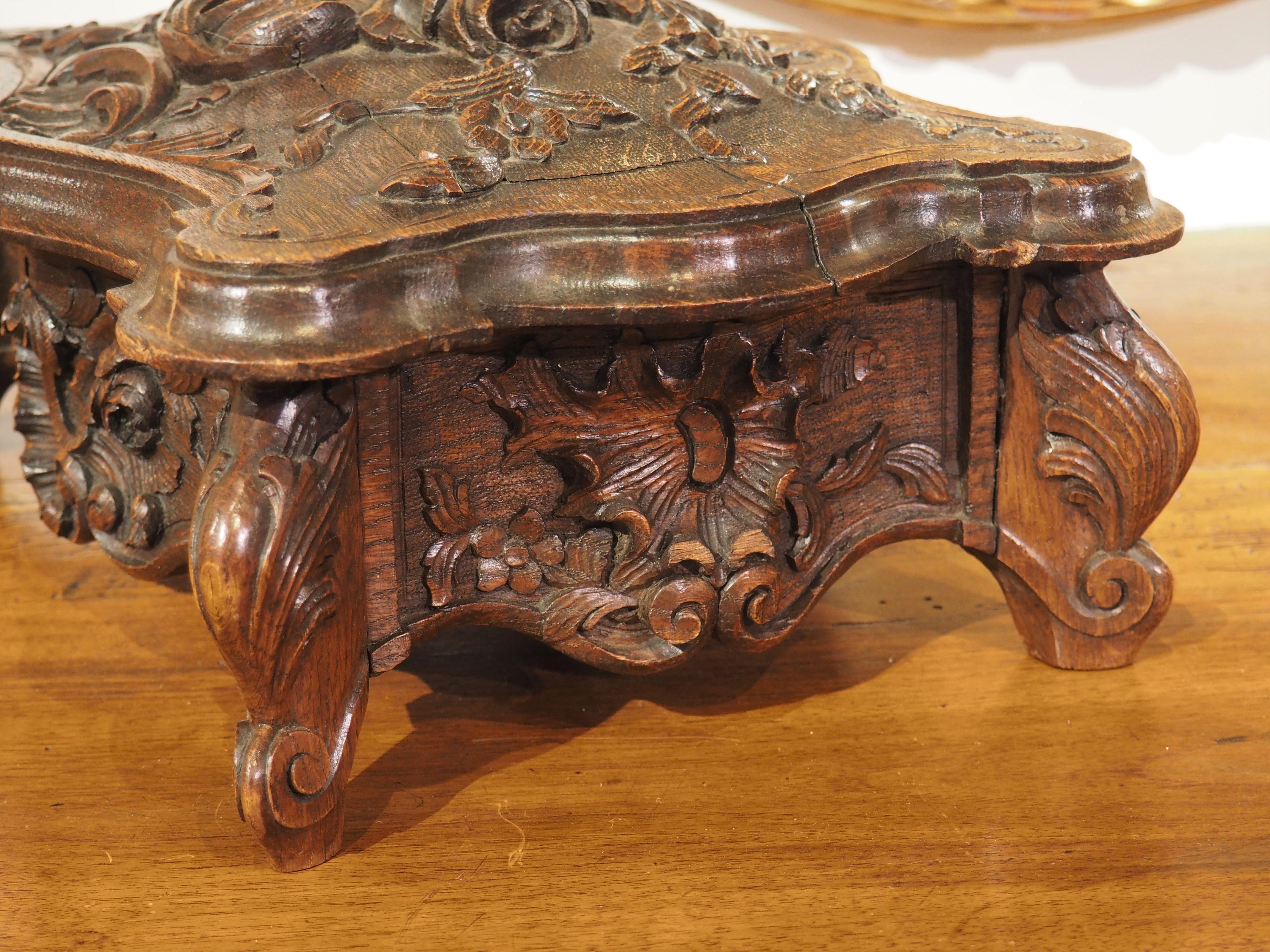 Highly Carved Antique French Oak Jewelry Box, Circa 1880 6