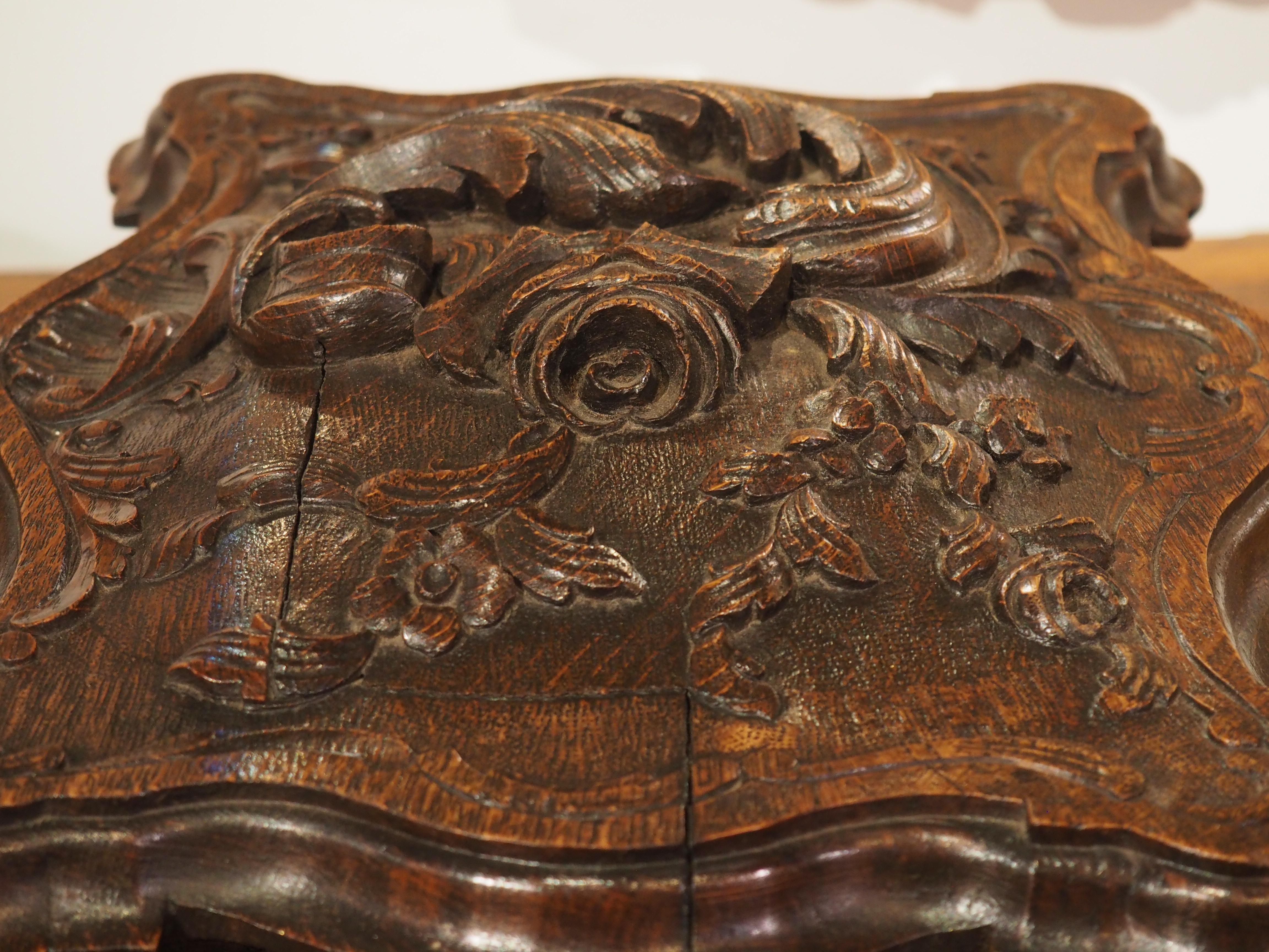 Highly Carved Antique French Oak Jewelry Box, Circa 1880 9