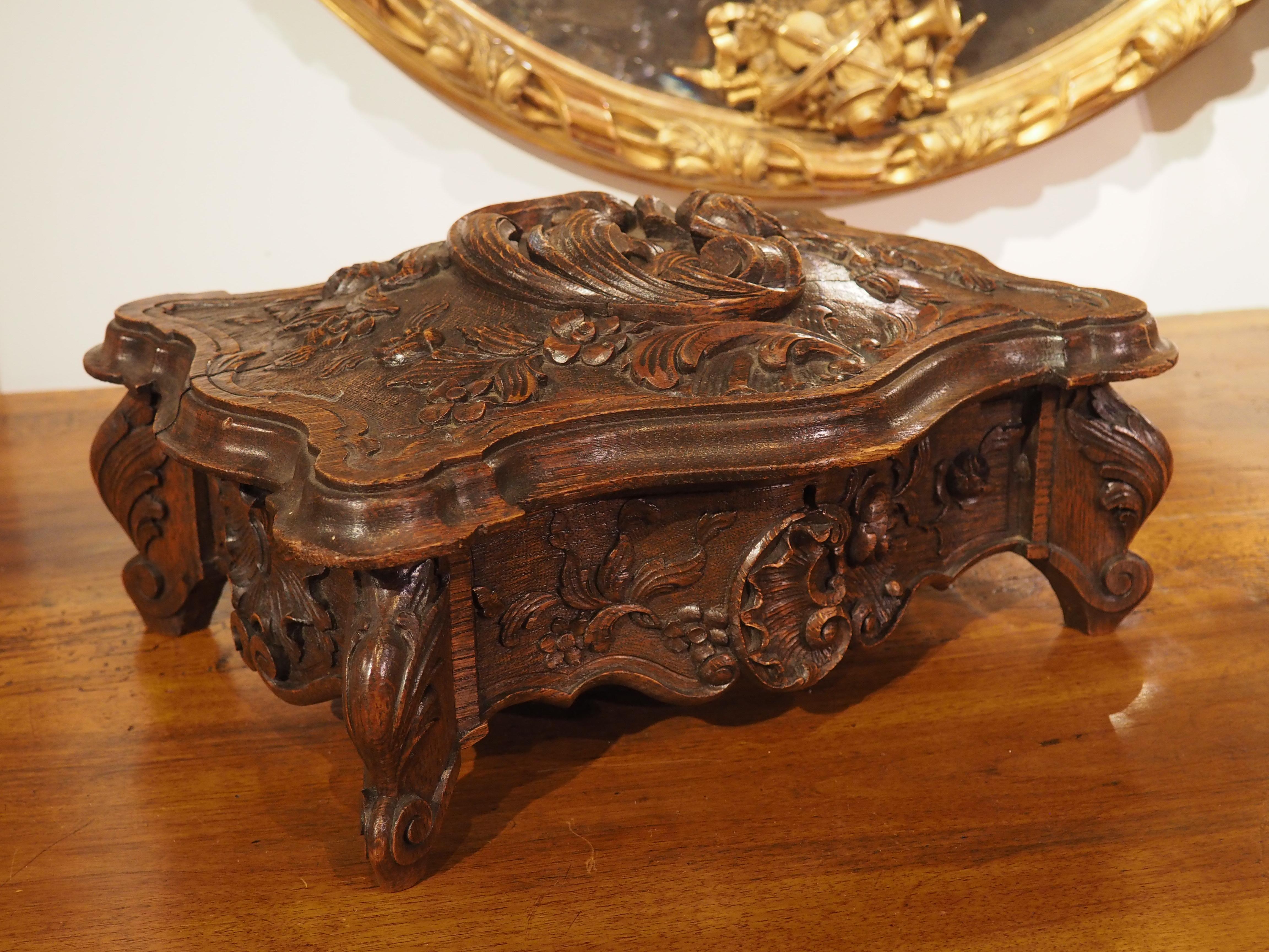 Highly Carved Antique French Oak Jewelry Box, Circa 1880 10