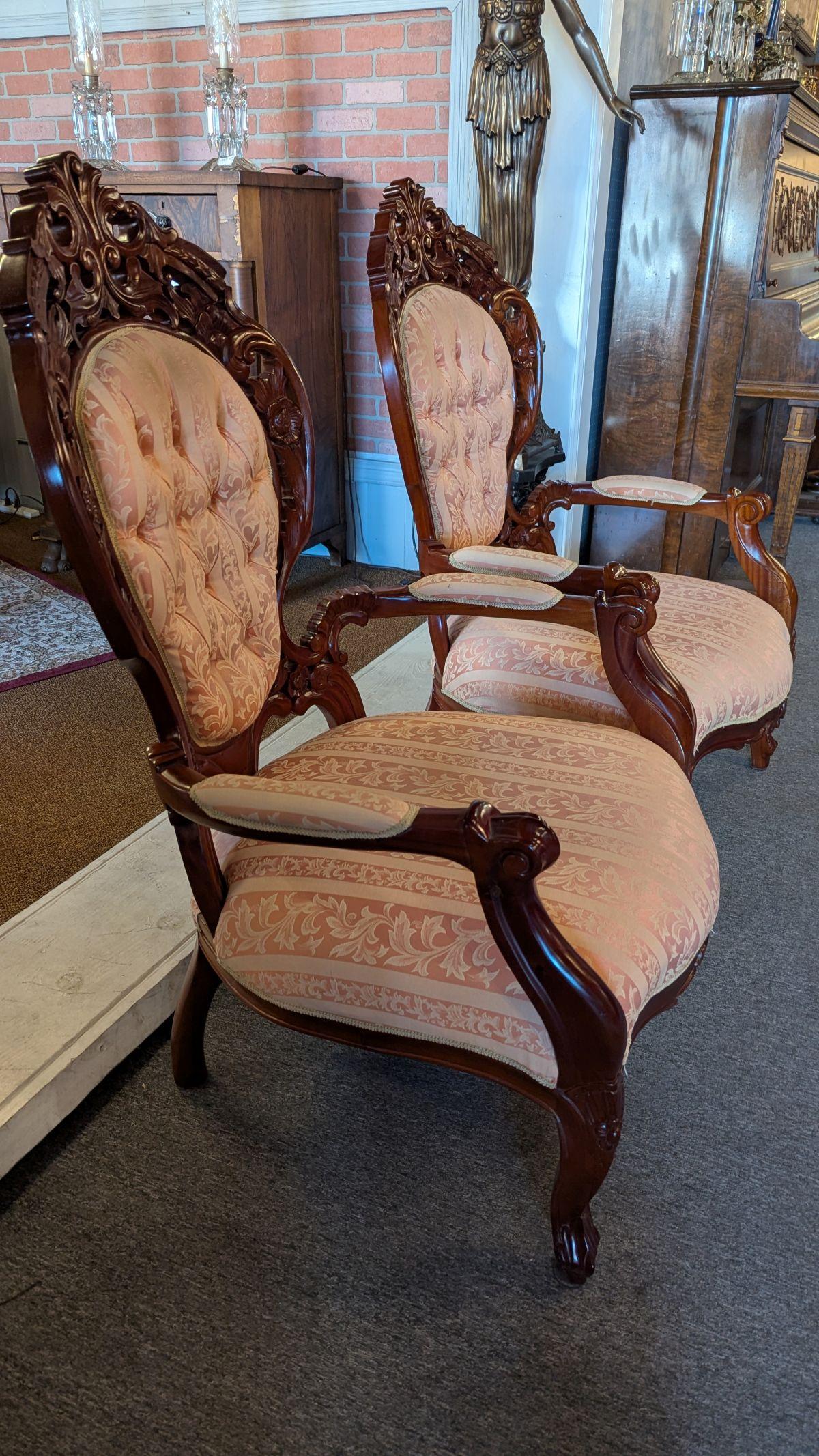 Highly Carved Chair pair For Sale 5