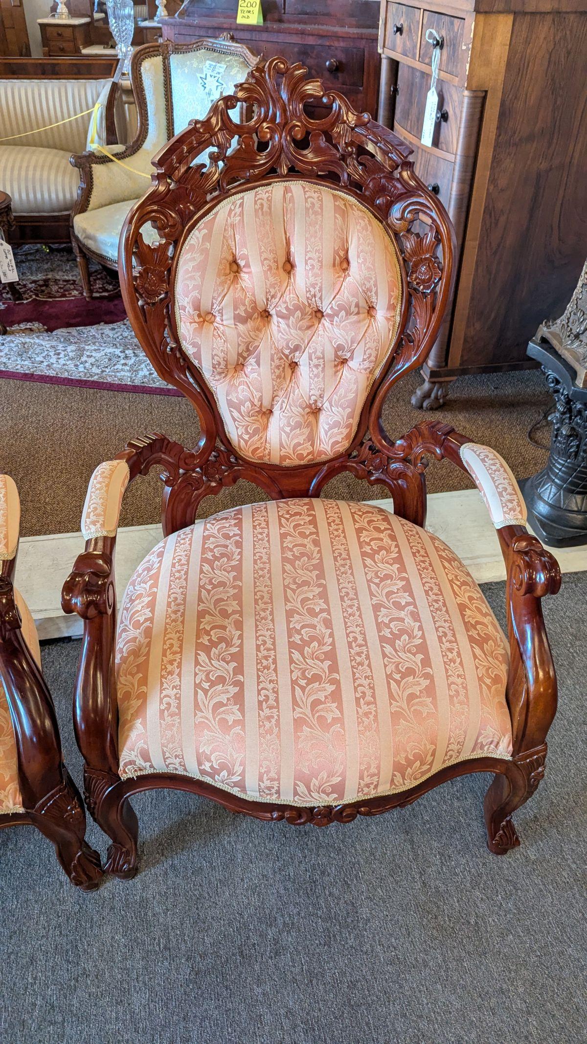 Indonesian Highly Carved Chair pair For Sale