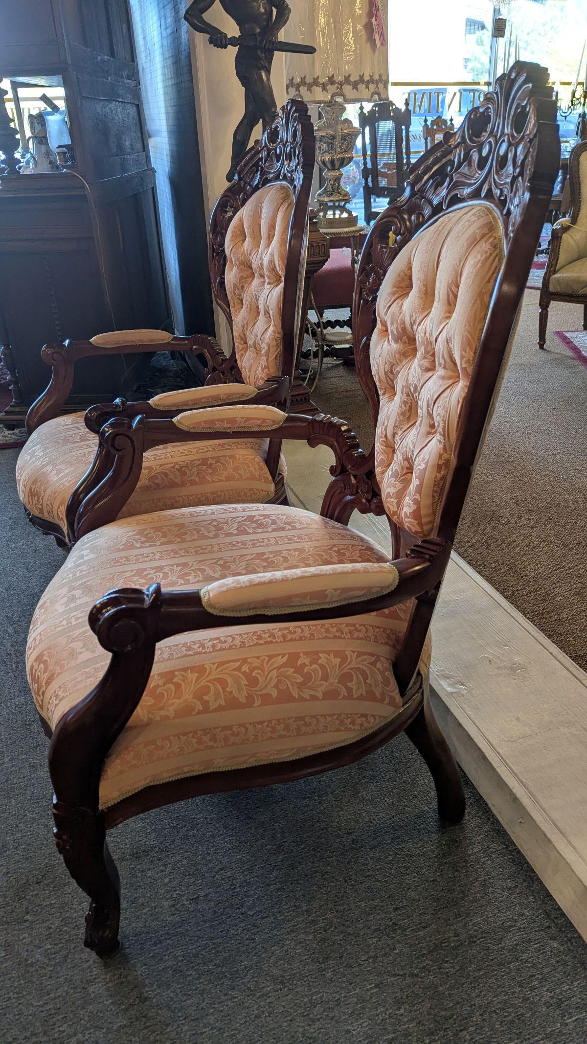 Highly Carved Chair pair For Sale 2