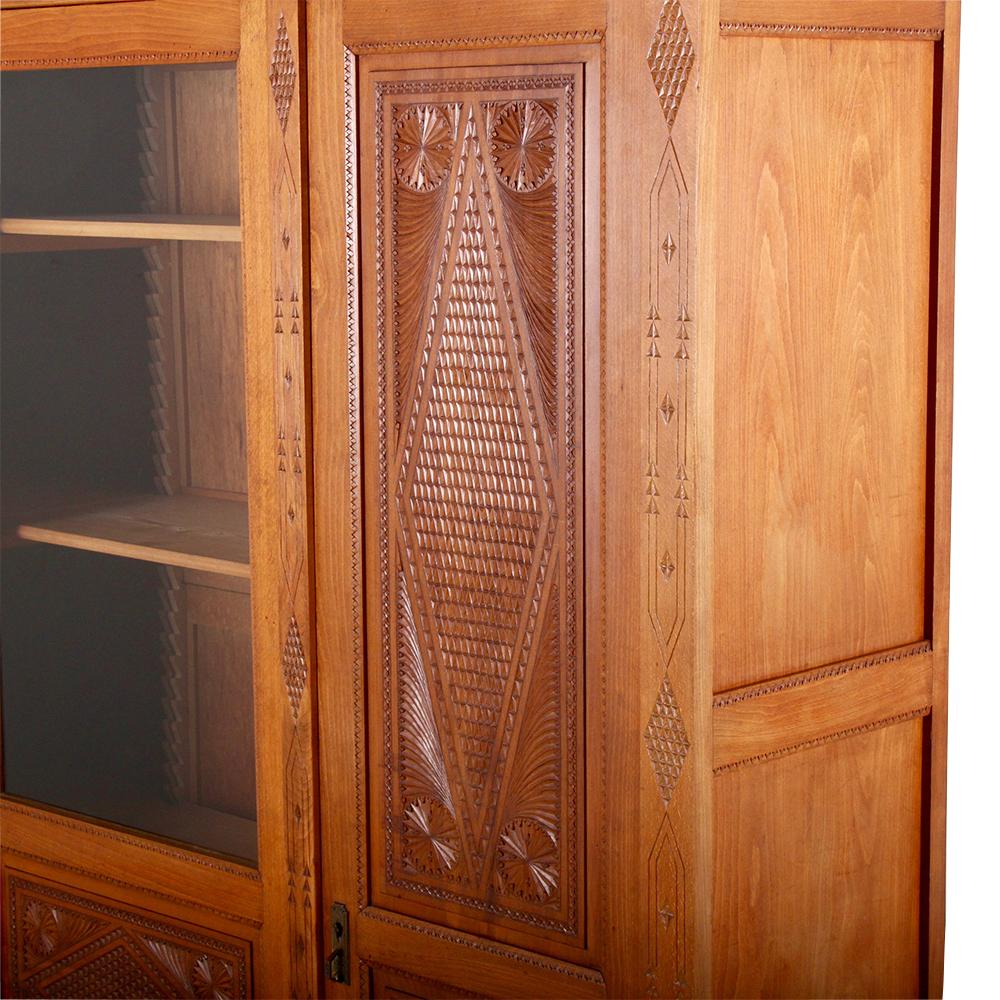 Highly-Carved French Three-Door Bookcase 1