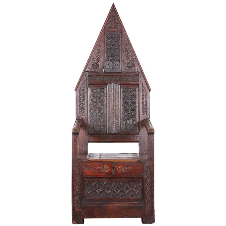 Highly Carved Gothic Bishop’s Chair