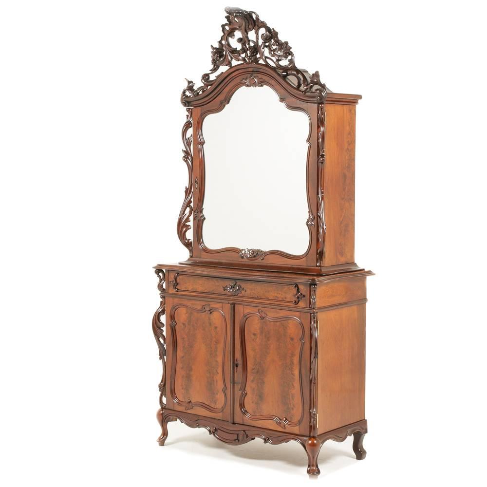 French Highly Carved Continental Victorian Cabinet