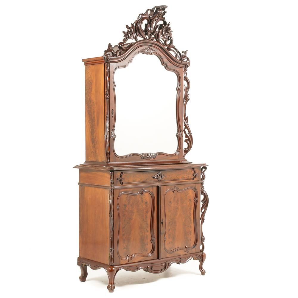 Highly Carved Continental Victorian Cabinet 1